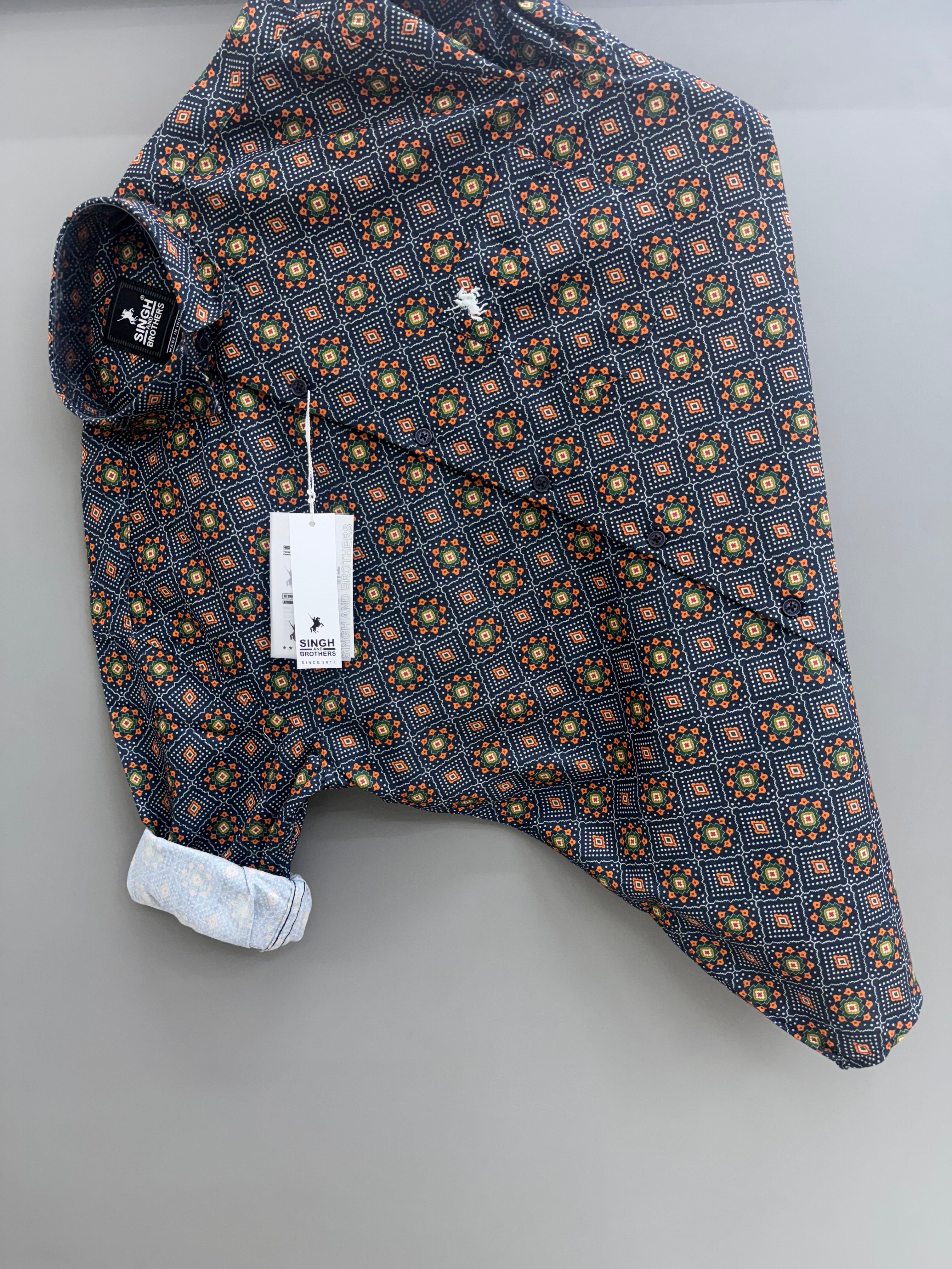 printed shirt blue bandhni