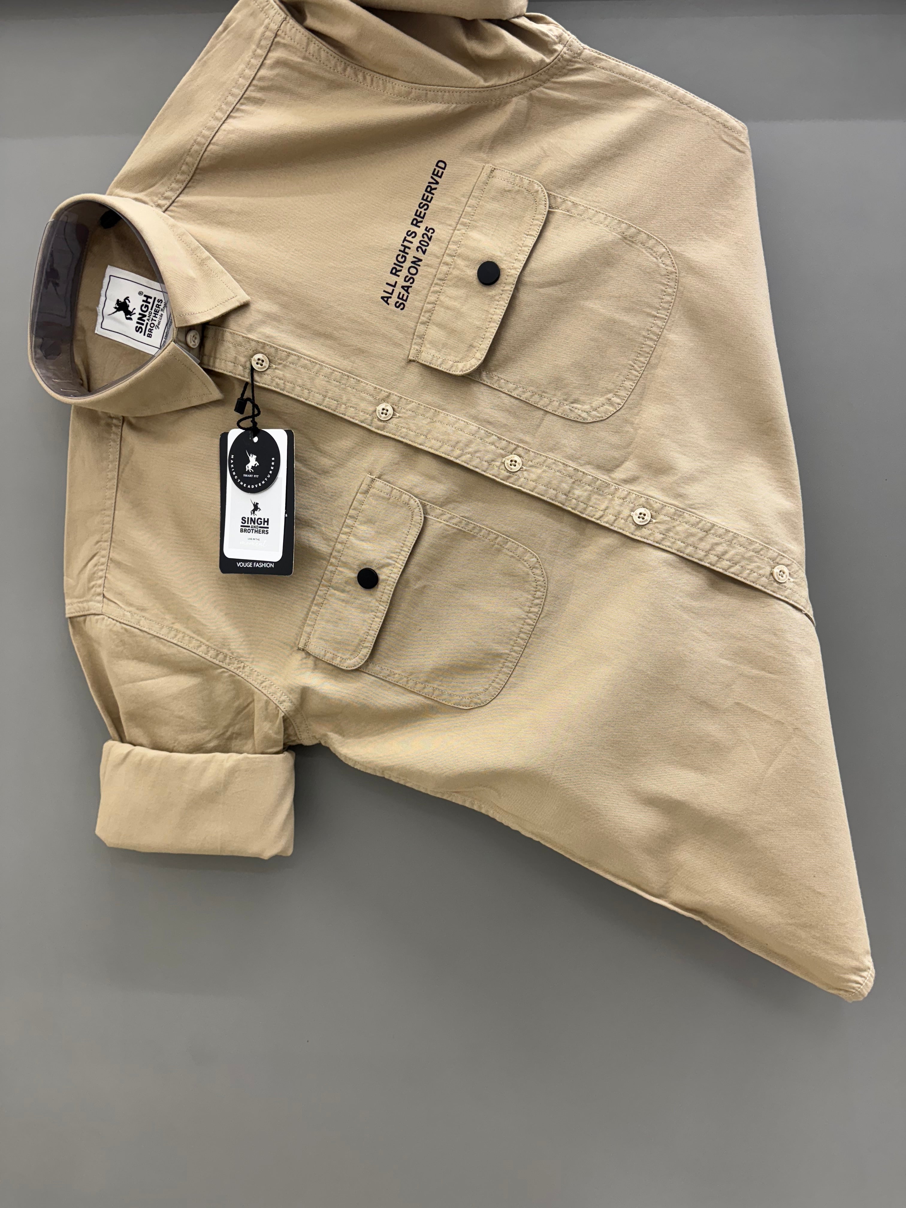 Double pocket cream shirt