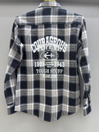 Double Pocket Back Print Black Check Shirt