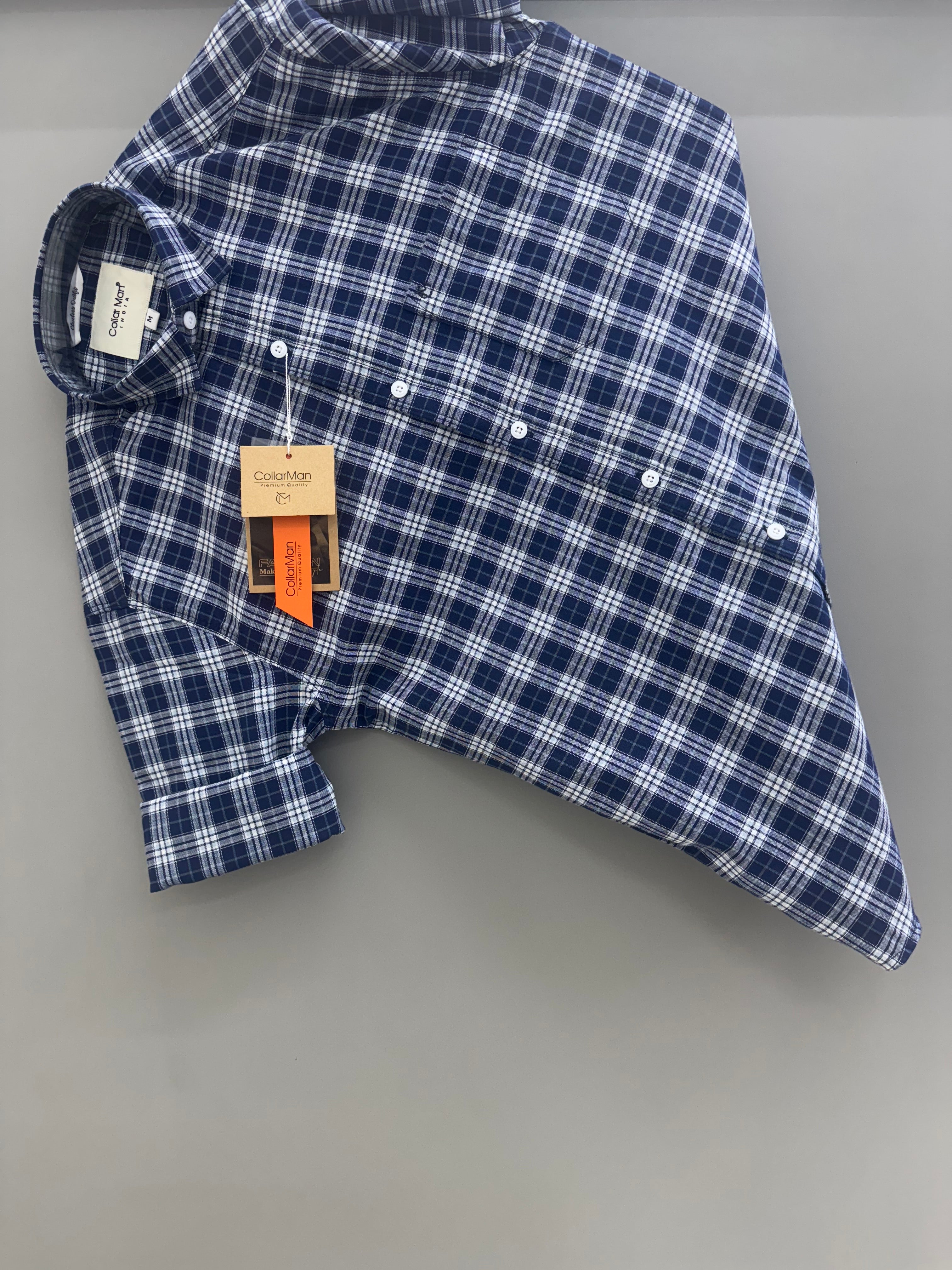 Blue box check shirt