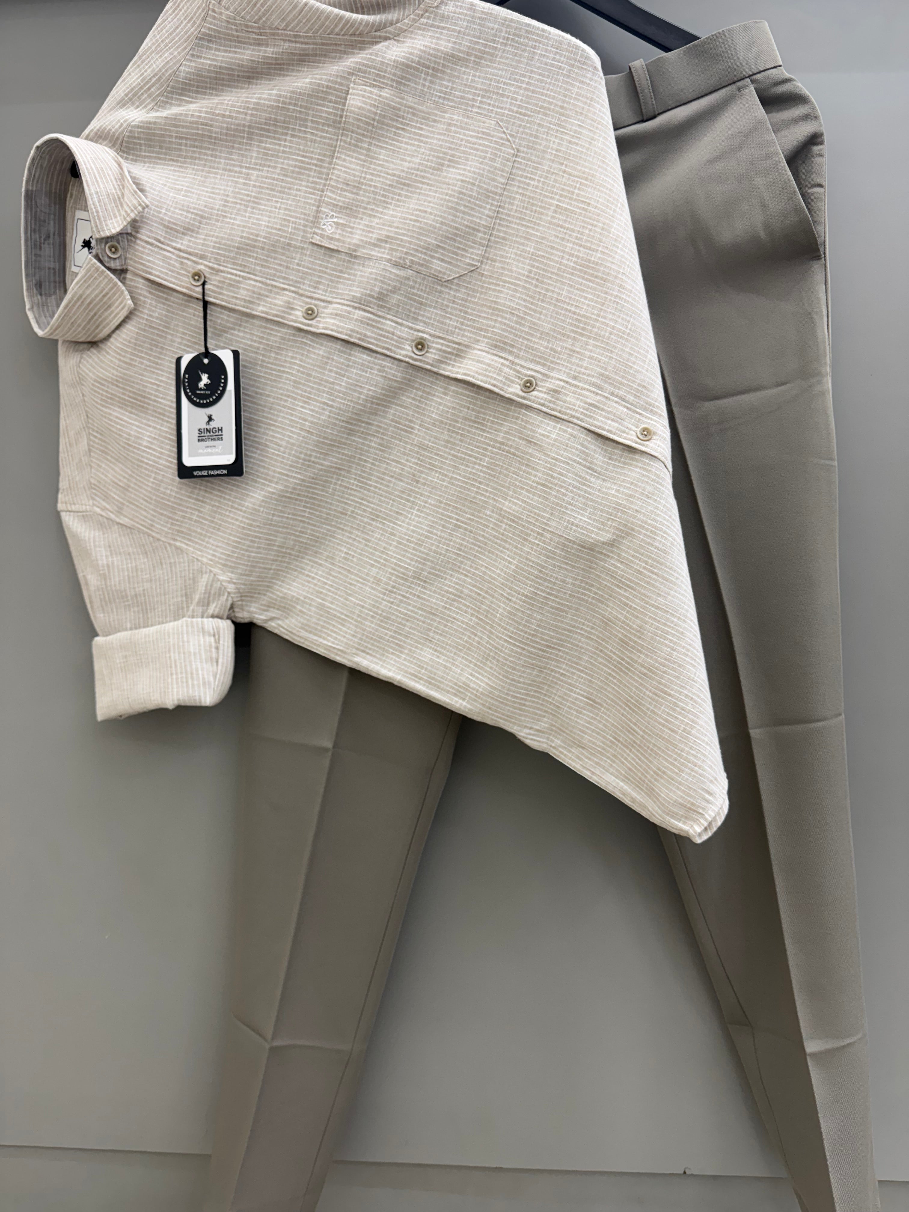 LINEN Strip Shirt With formal pant