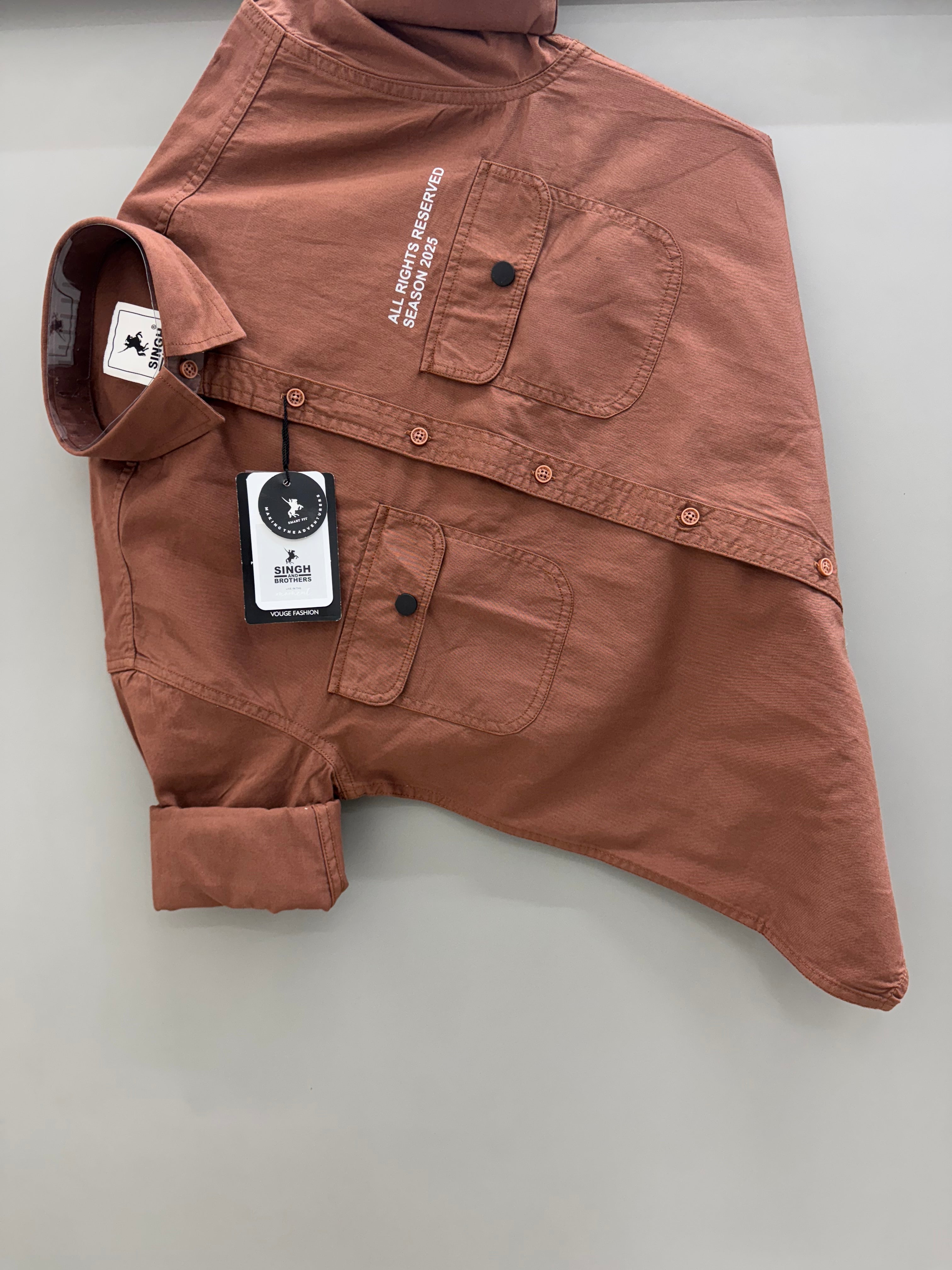 Double pocket orange shirt