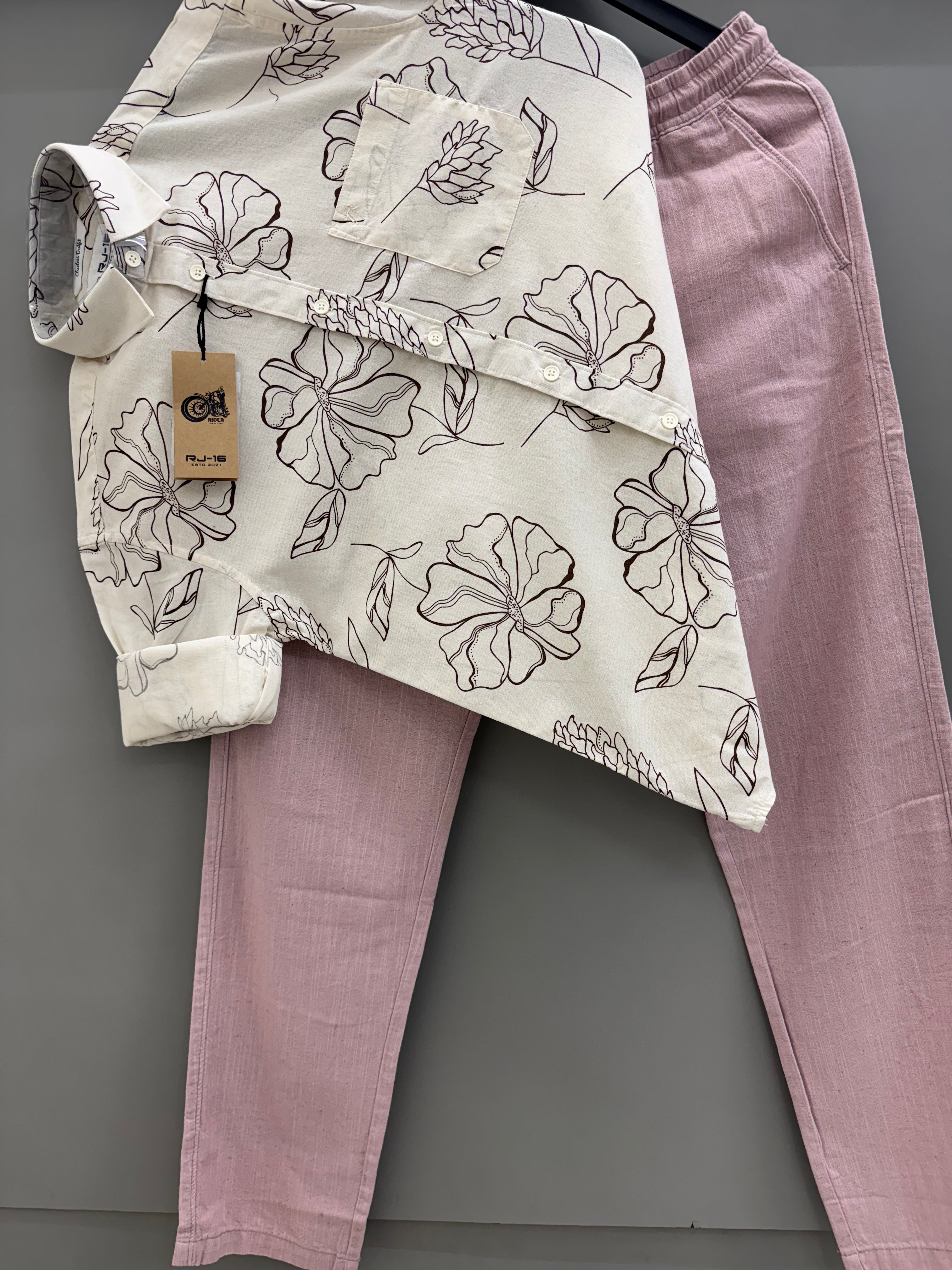 Linen printed shirt with linen pant