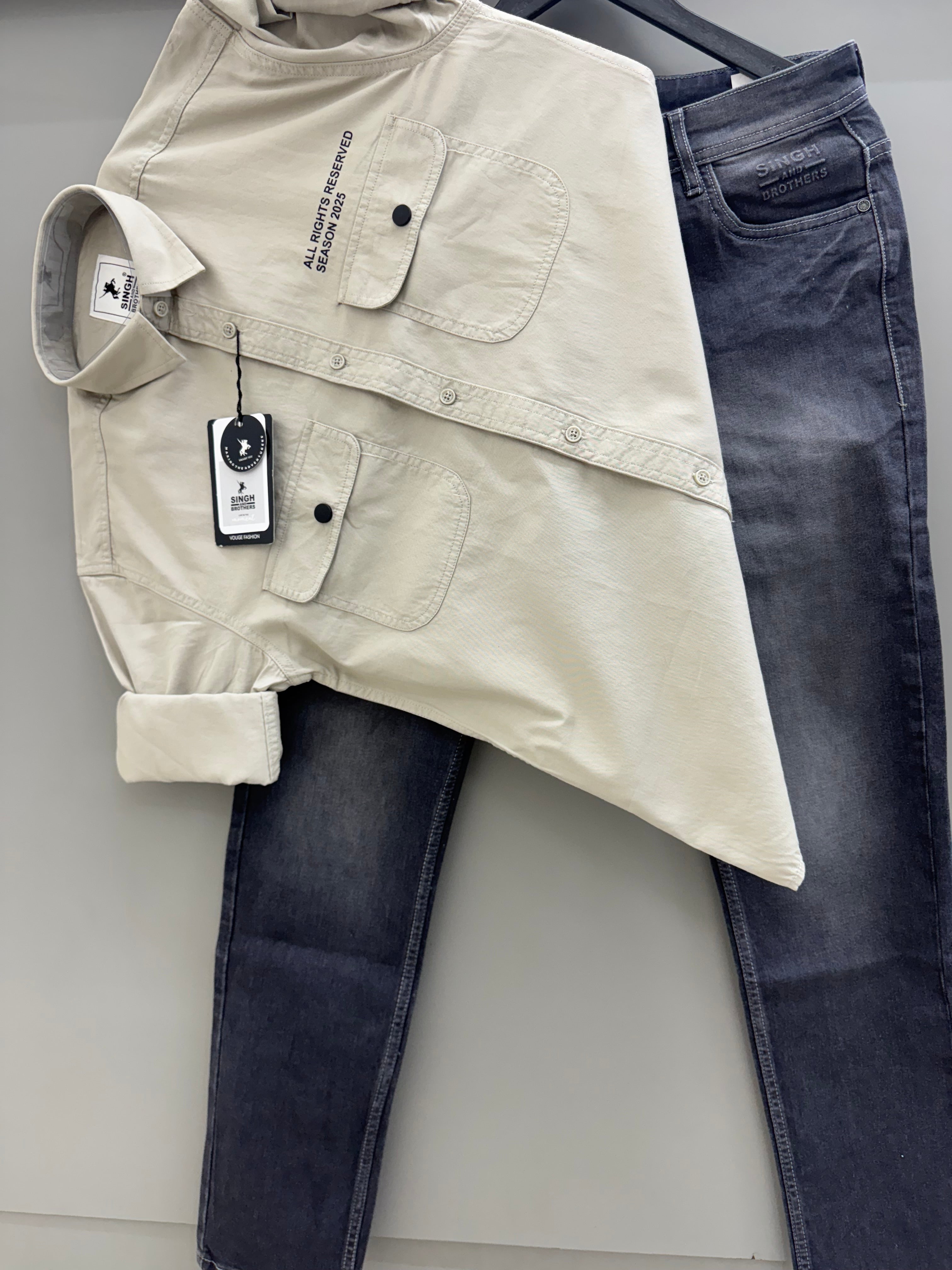 Double pocket Shirt With jeans pant