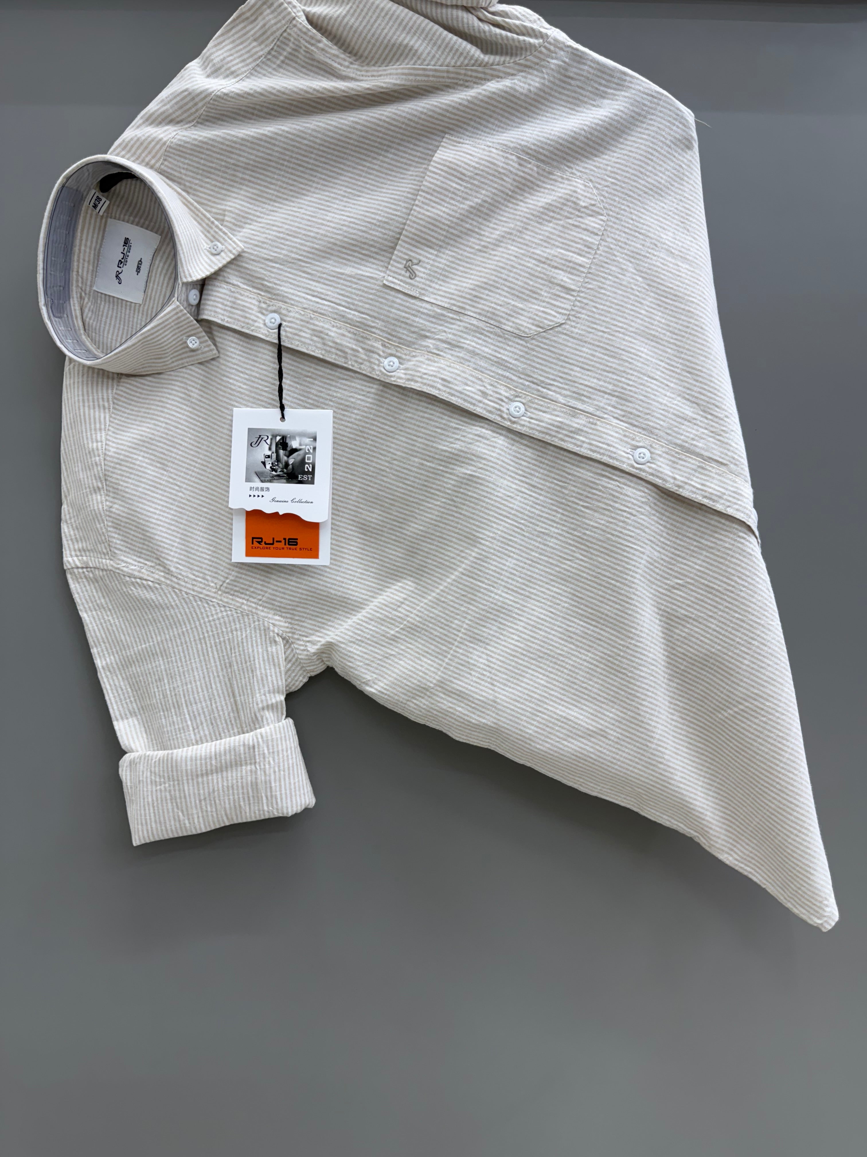 Oxford light yellow strip Shirt