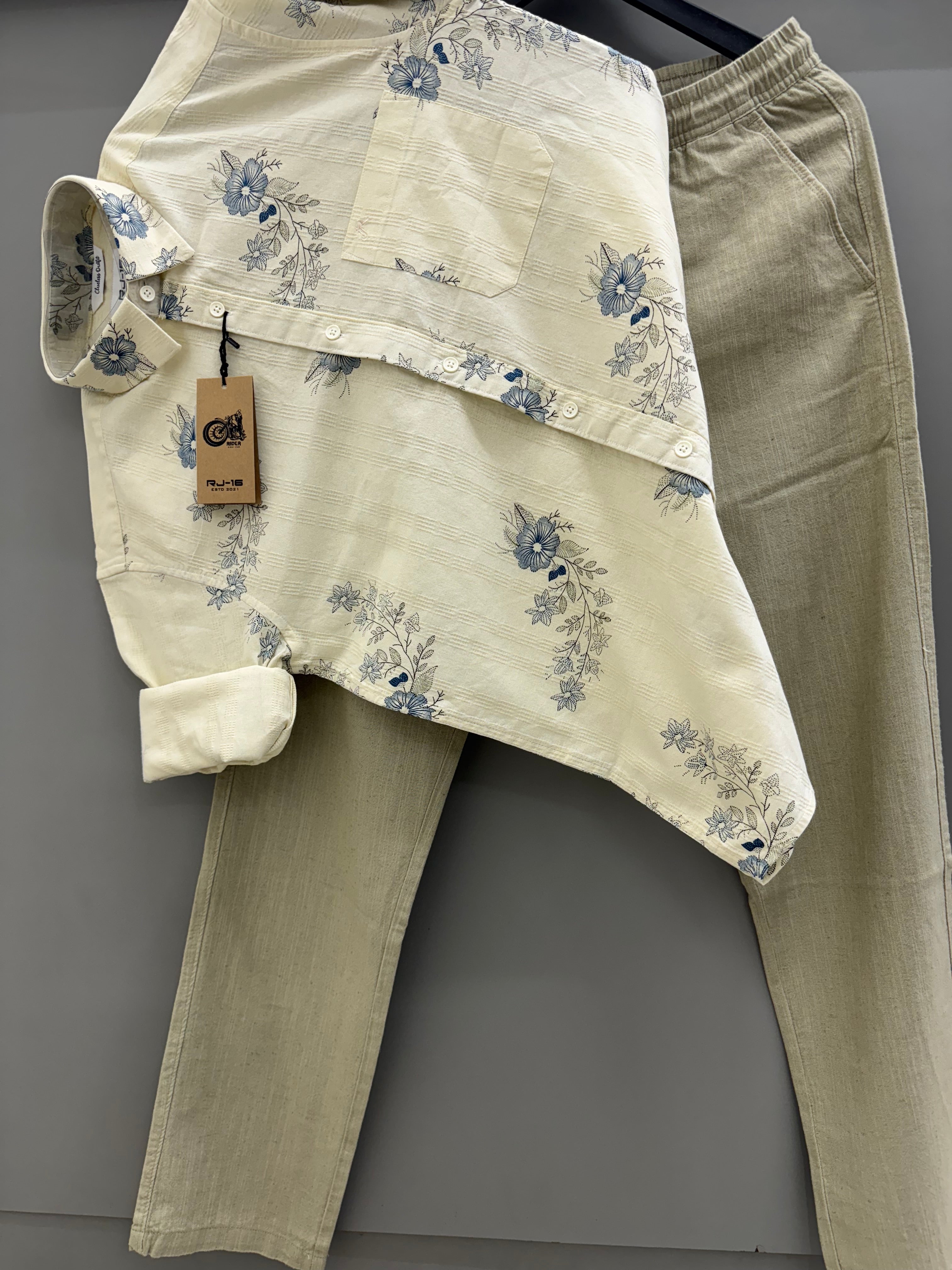 Linen printed shirt with linen pant
