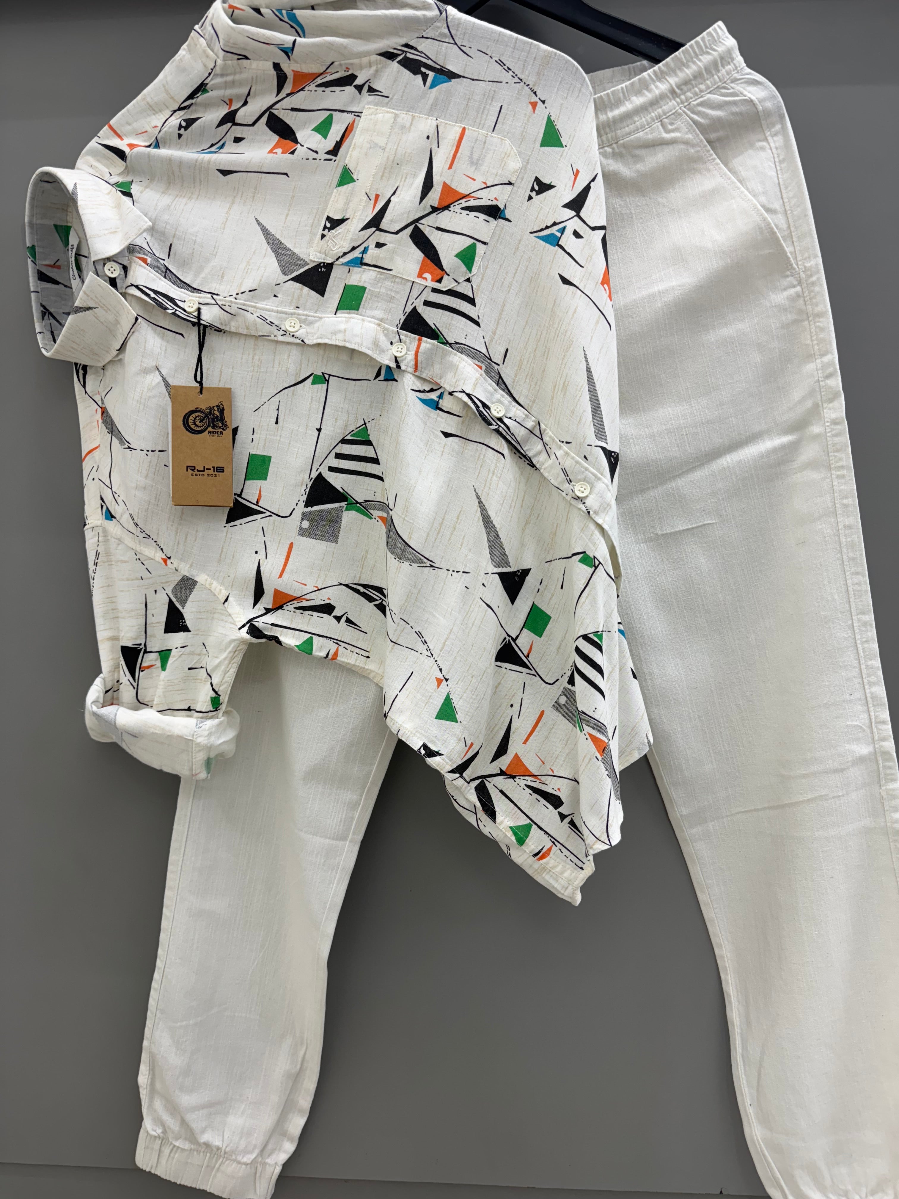 Linen printed shirt with linen pant
