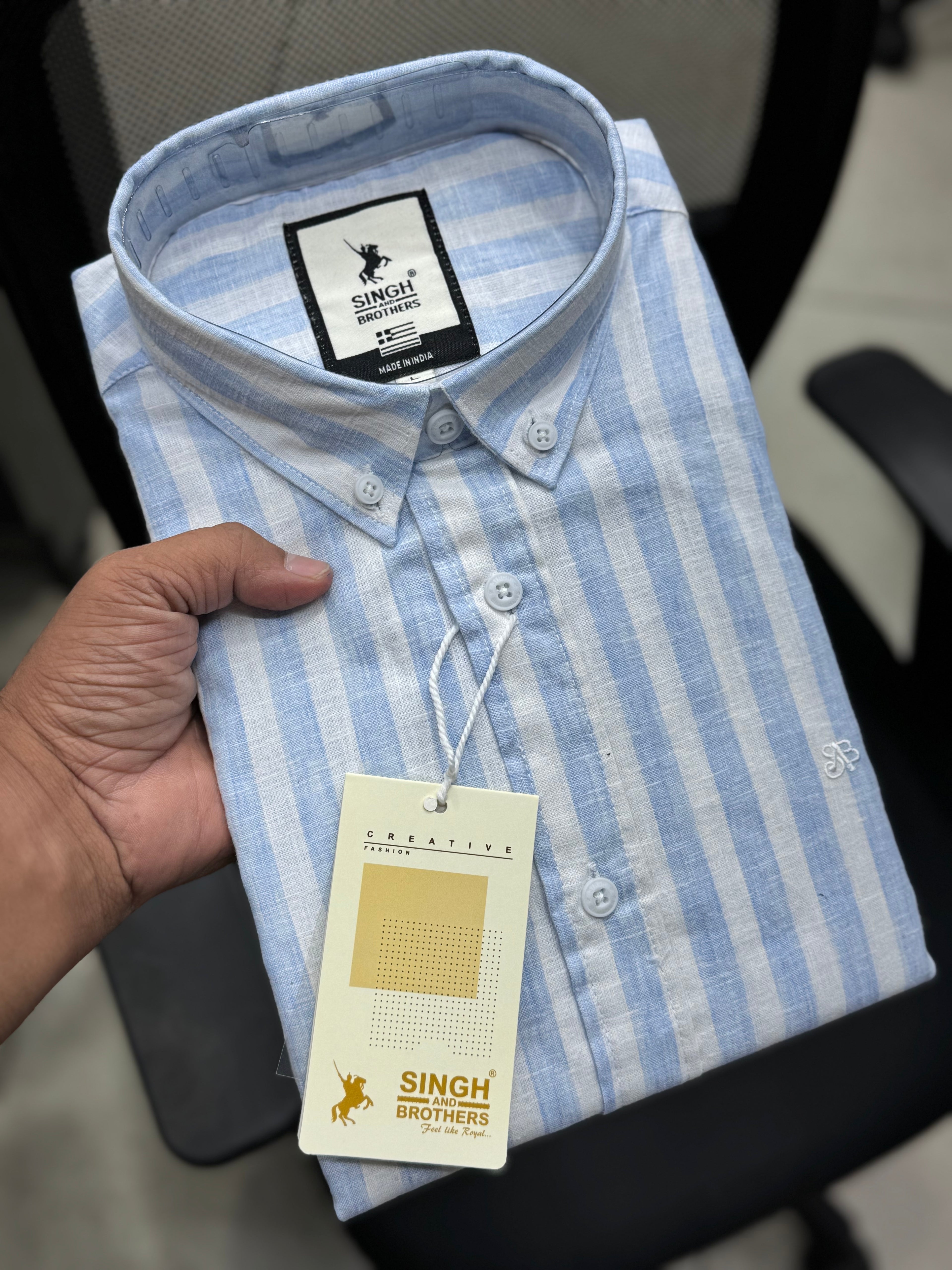Linen strip shirt