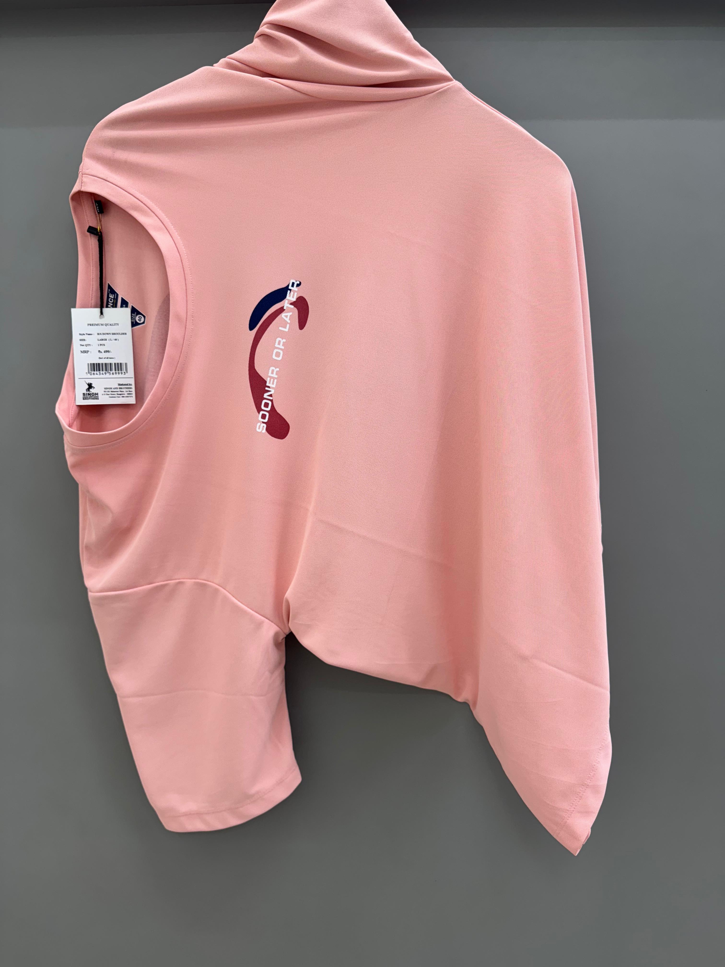 Drop Sholder Pink Printed T-shirts