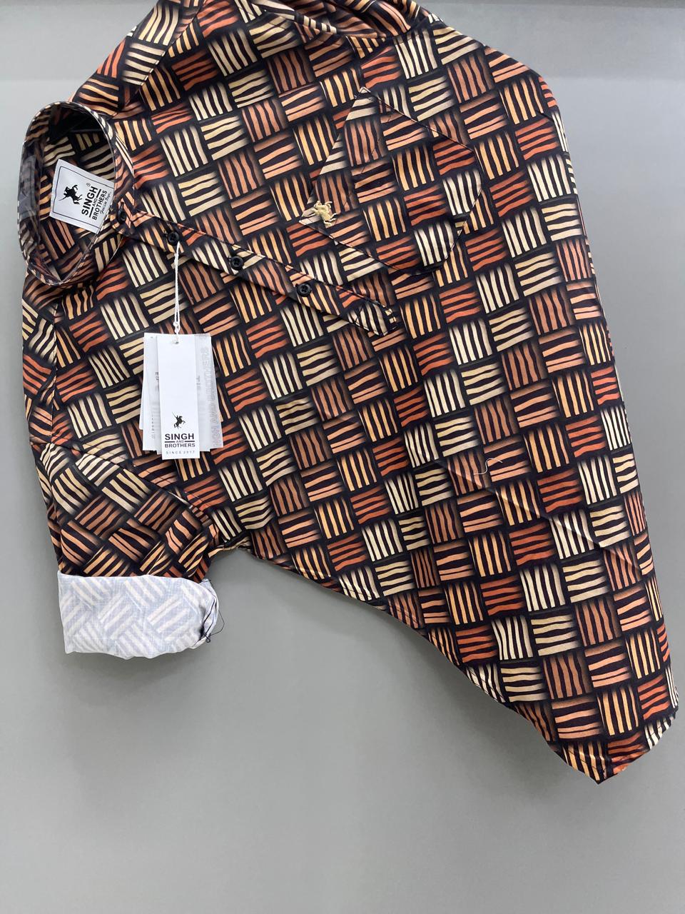 Brown Printed Short Kurta
