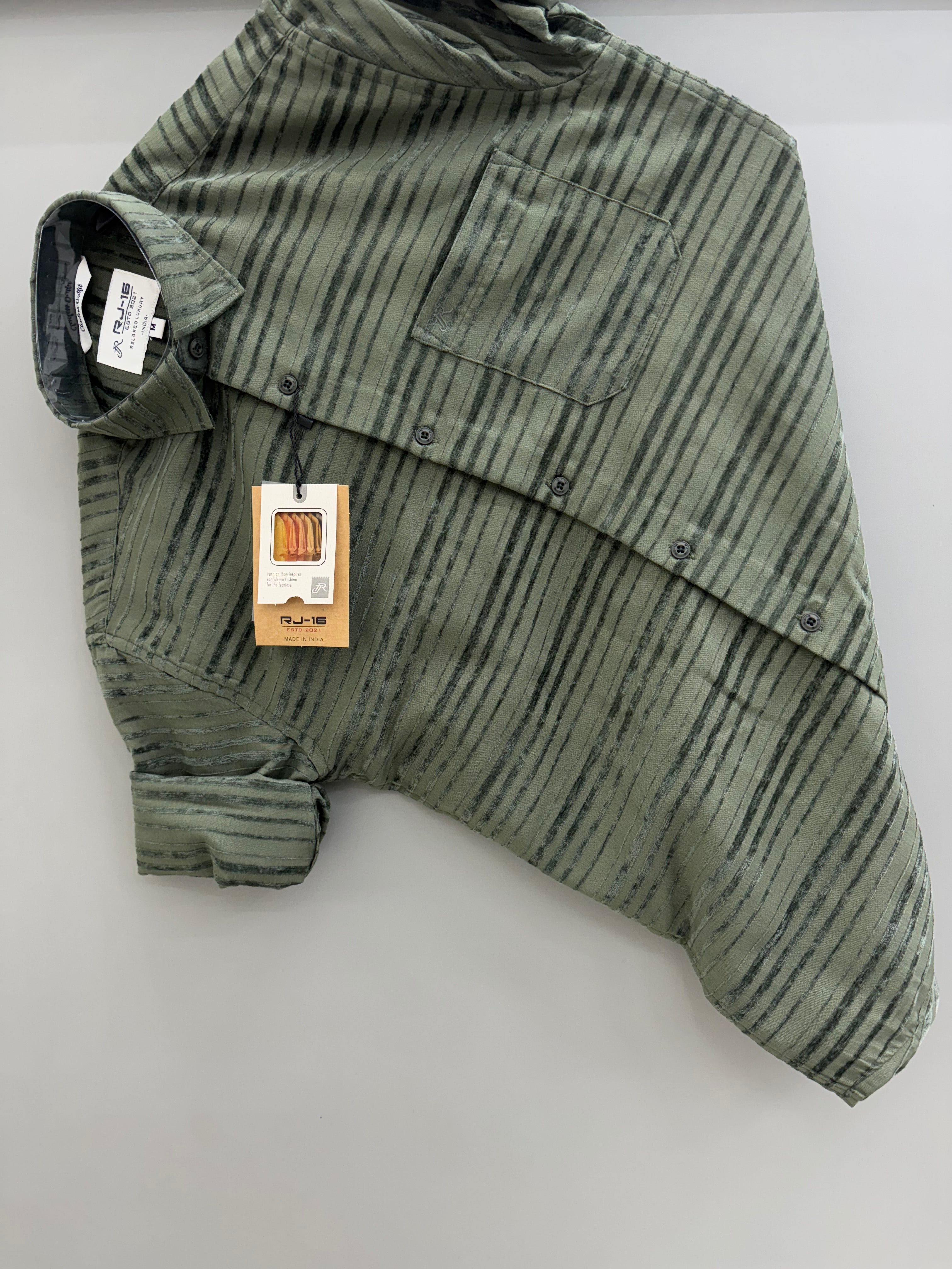 Imported jacquard green shirt