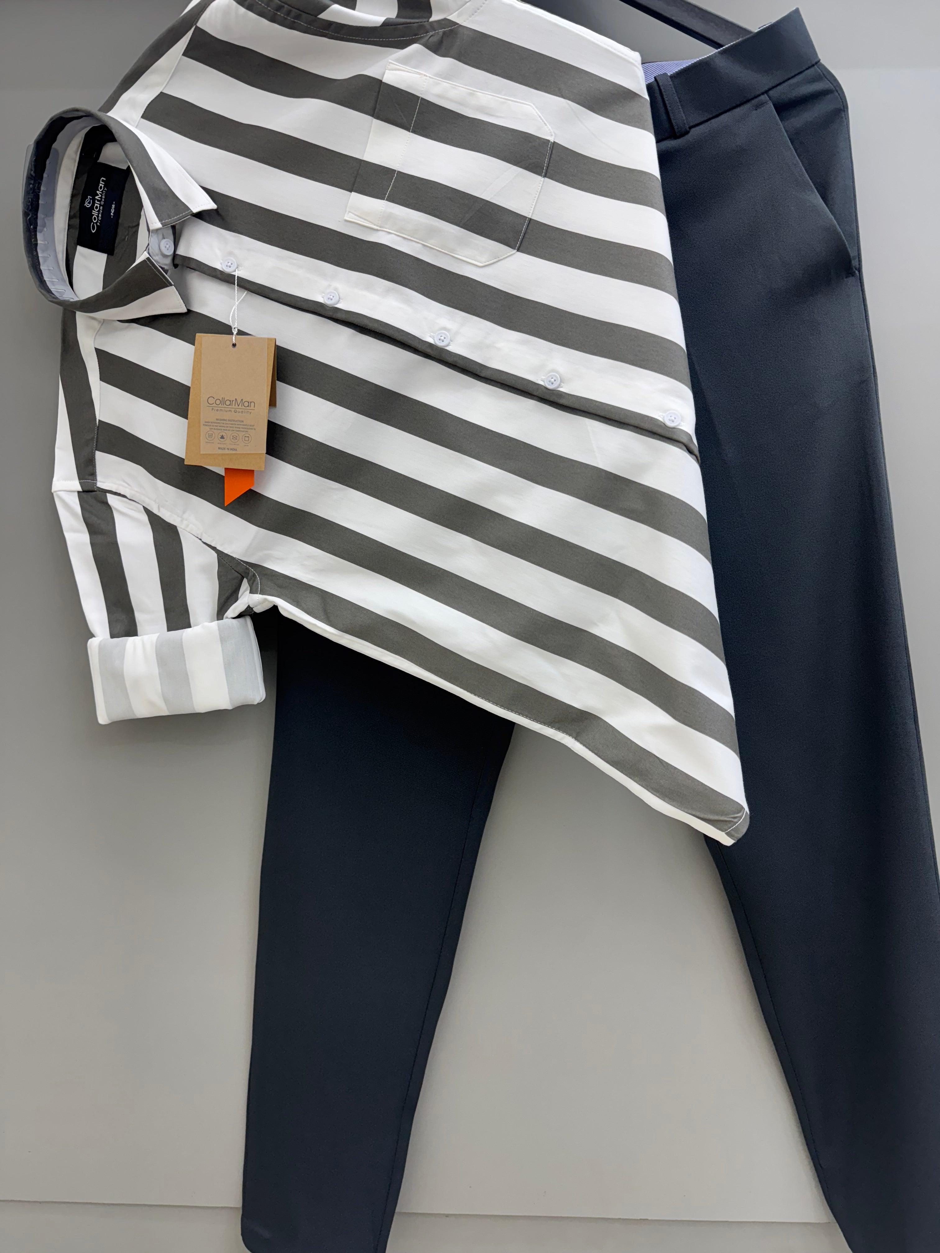 Lycra Strip Shirt With Trouser pant