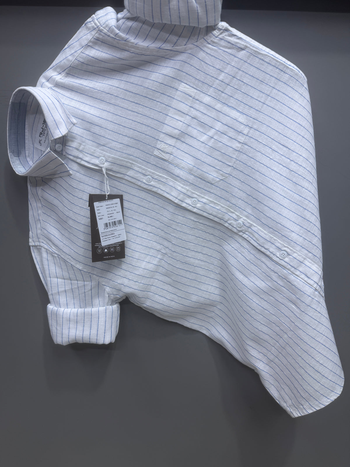 Linen strip shirt - blue