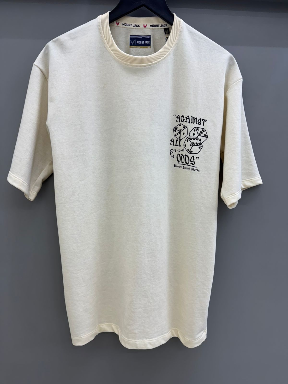 Drop Sholder Off White Printed T-shirts