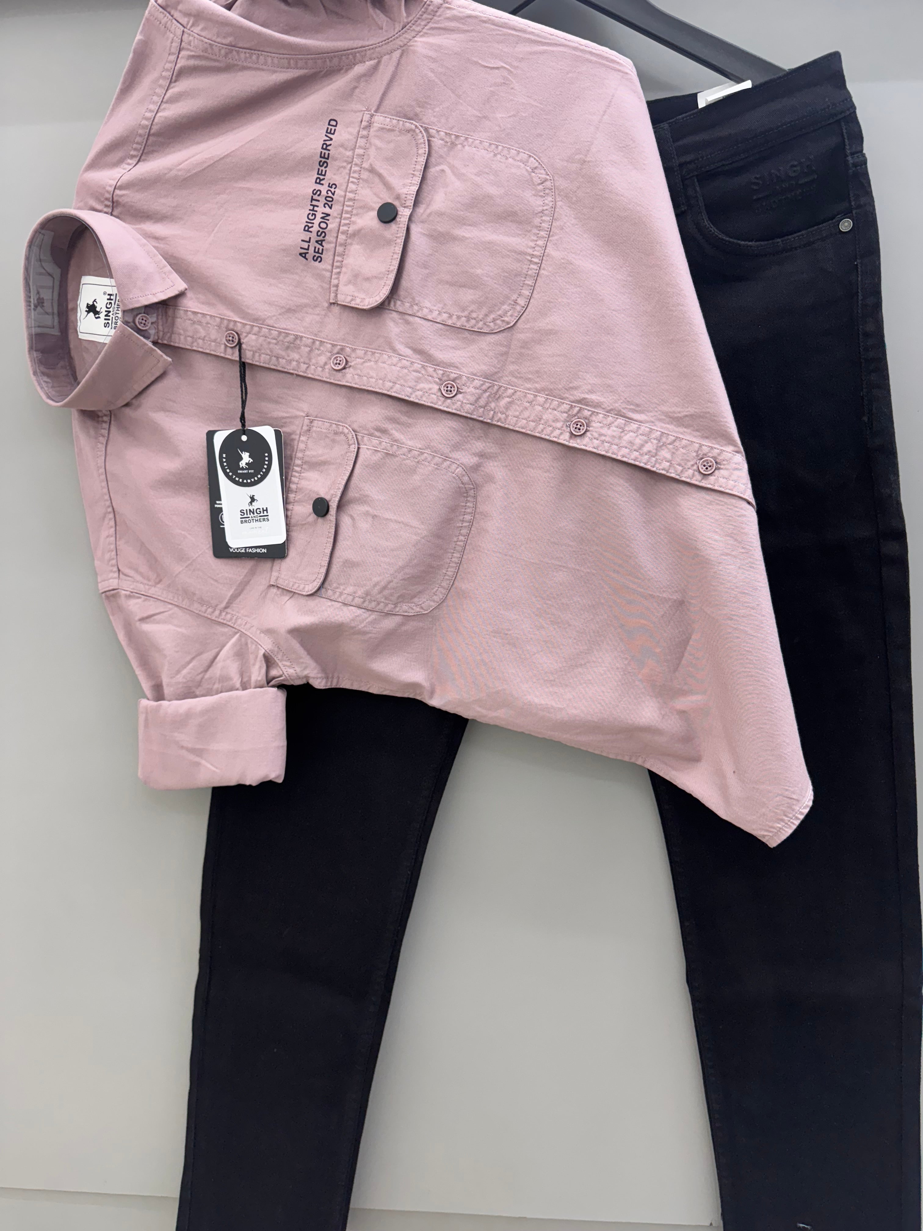 Double pocket Shirt With jeans pant