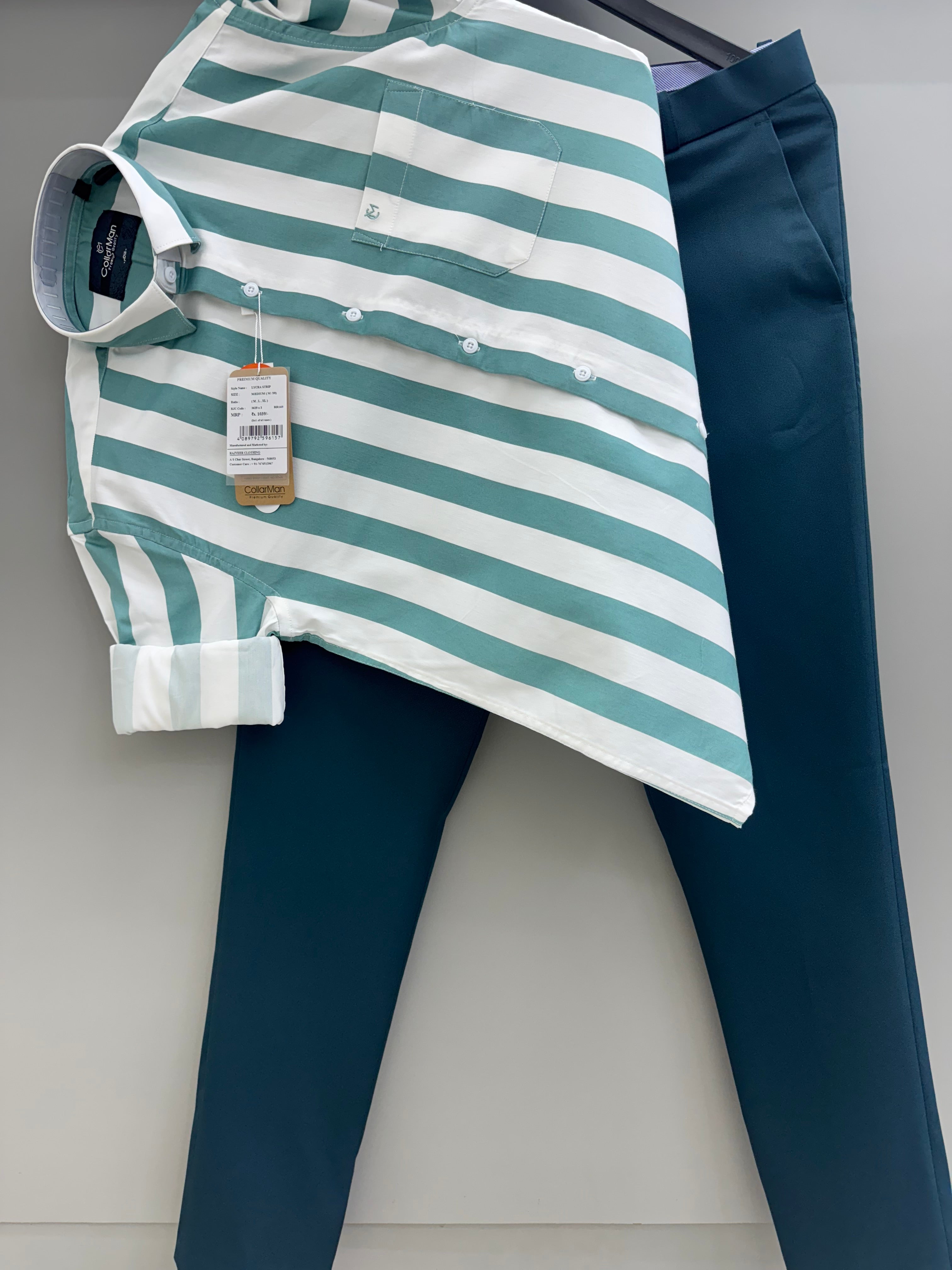 Lycra Strip Shirt With Trouser pant