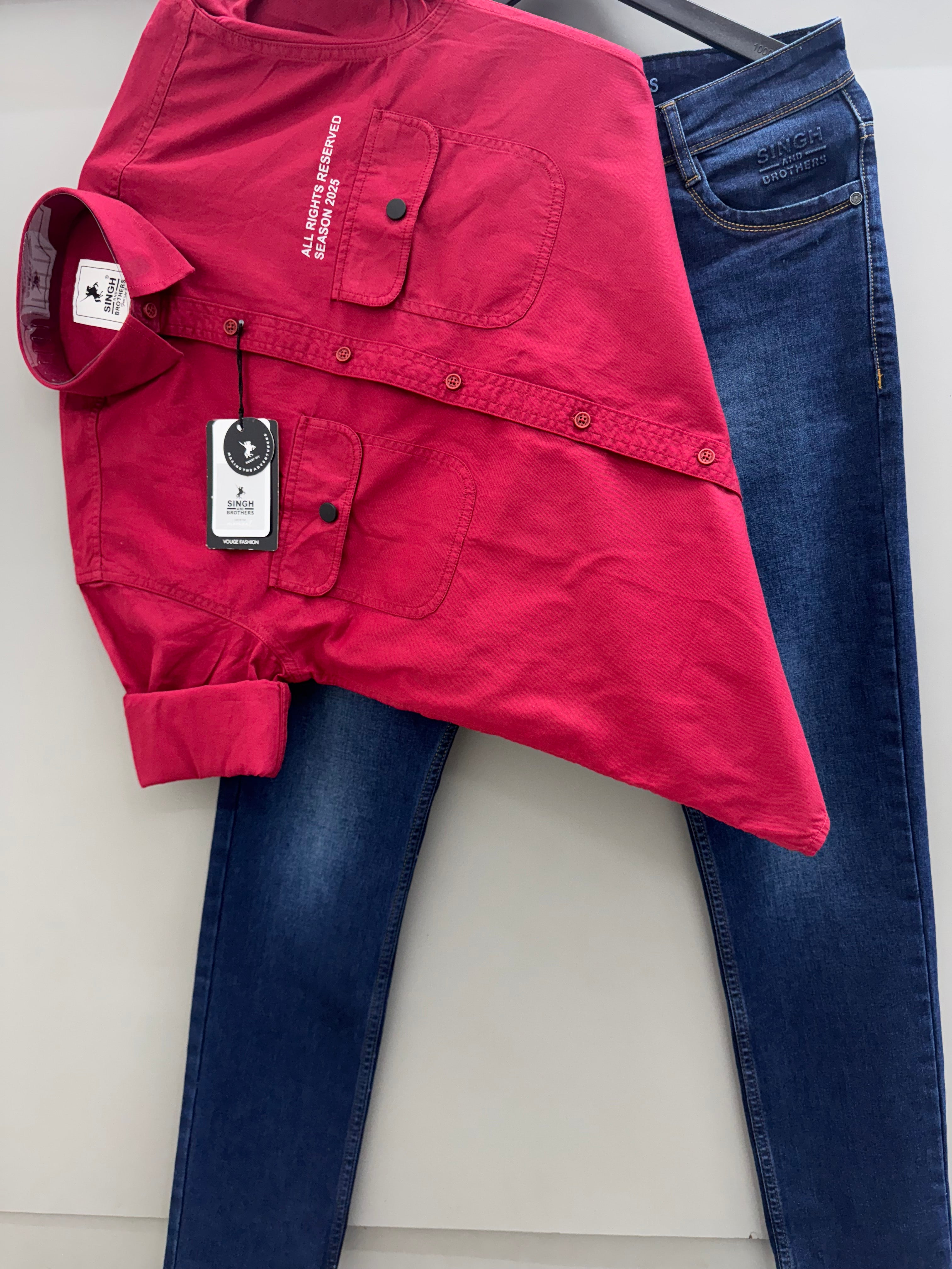 Double pocket Shirt With jeans pant