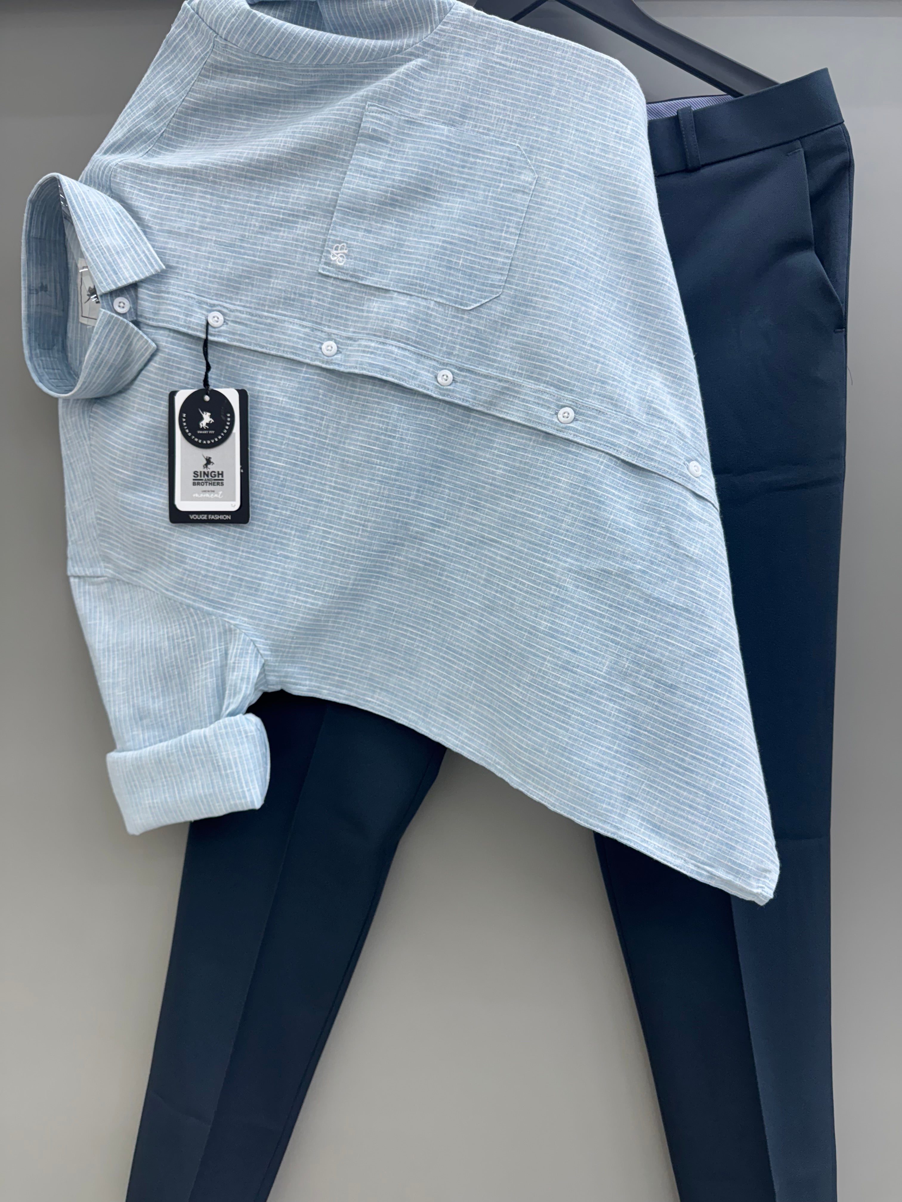 LINEN Strip Shirt With formal pant