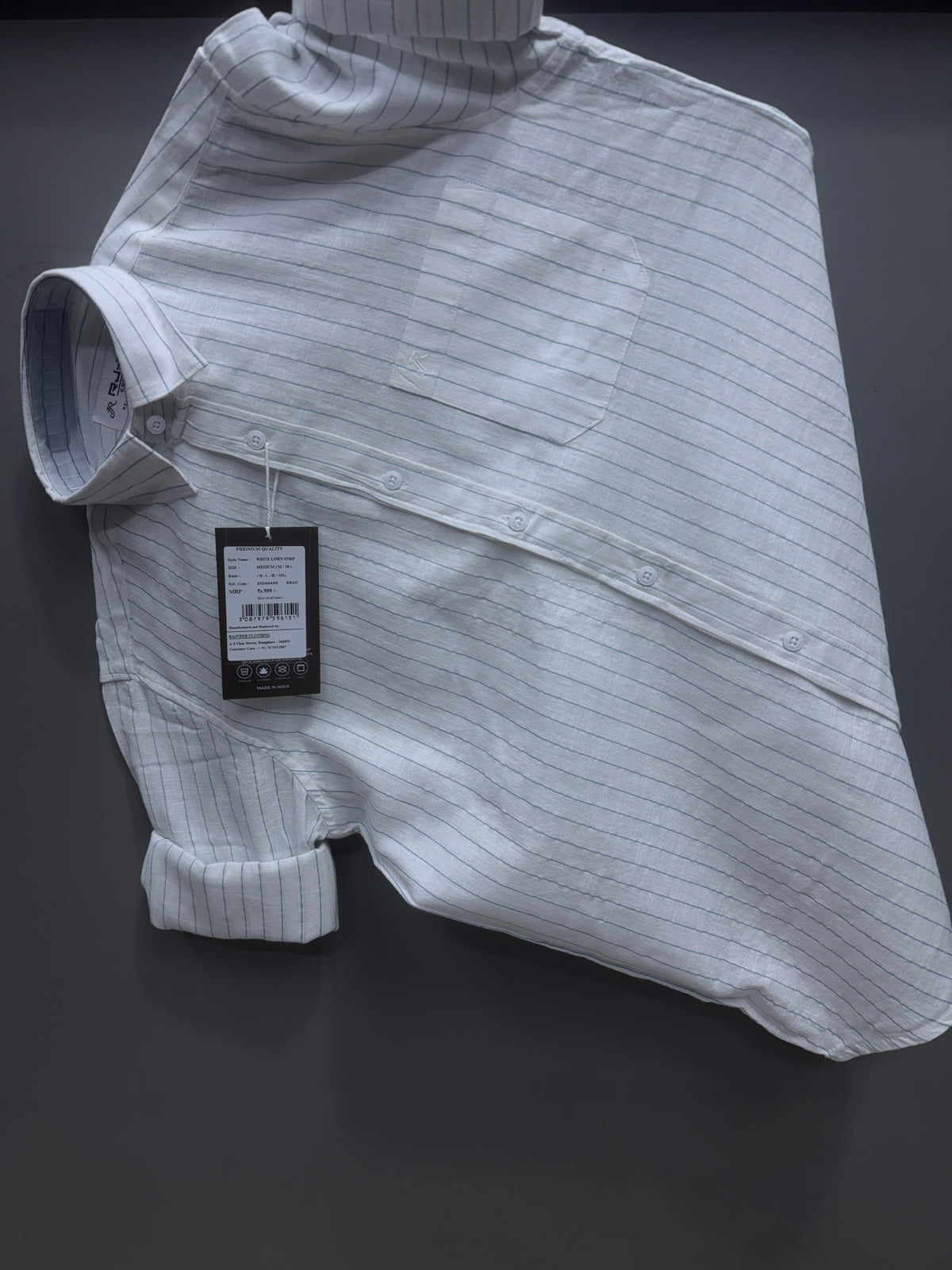 Linen strip shirt - green