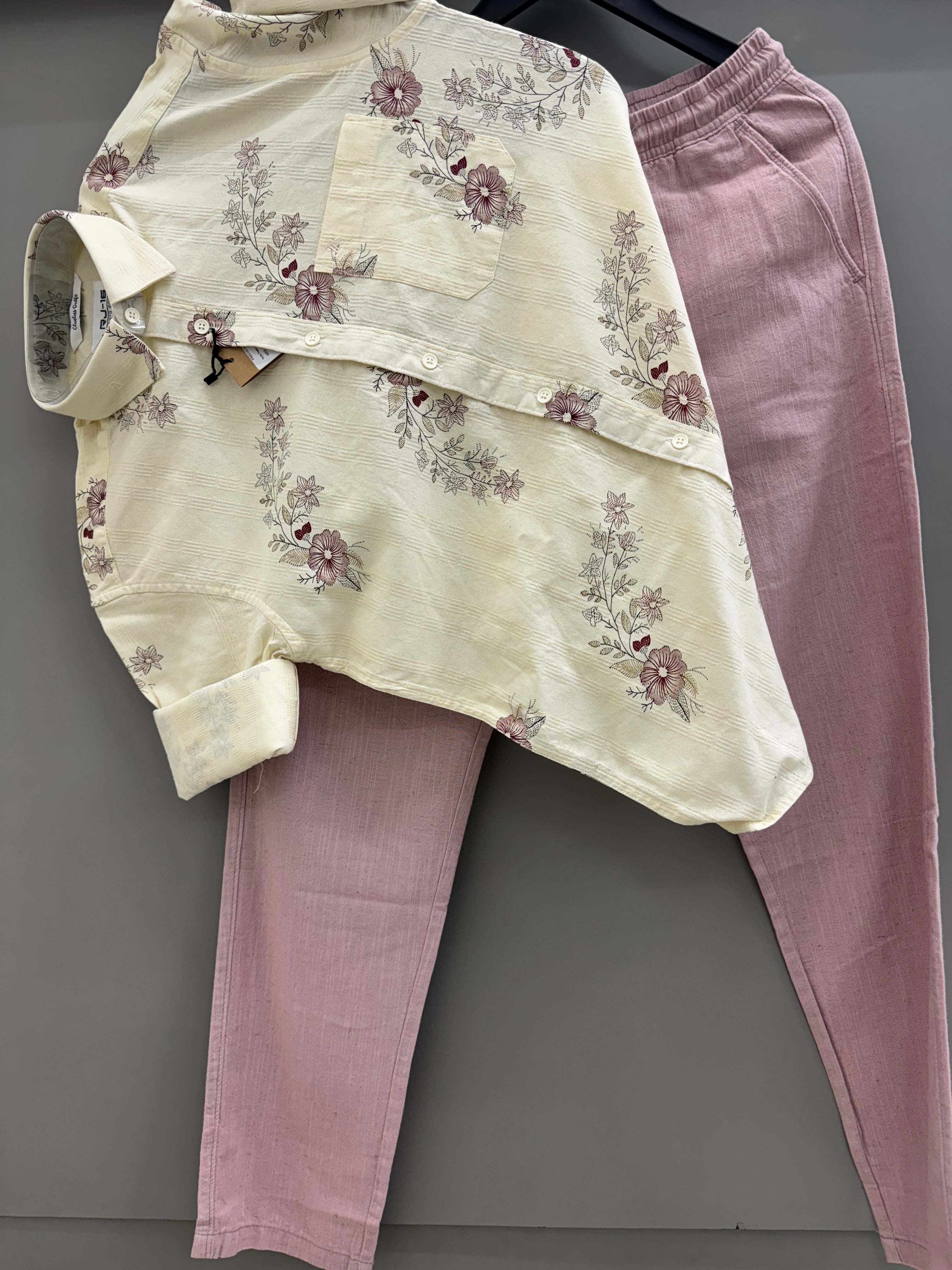 Linen printed shirt with linen pant