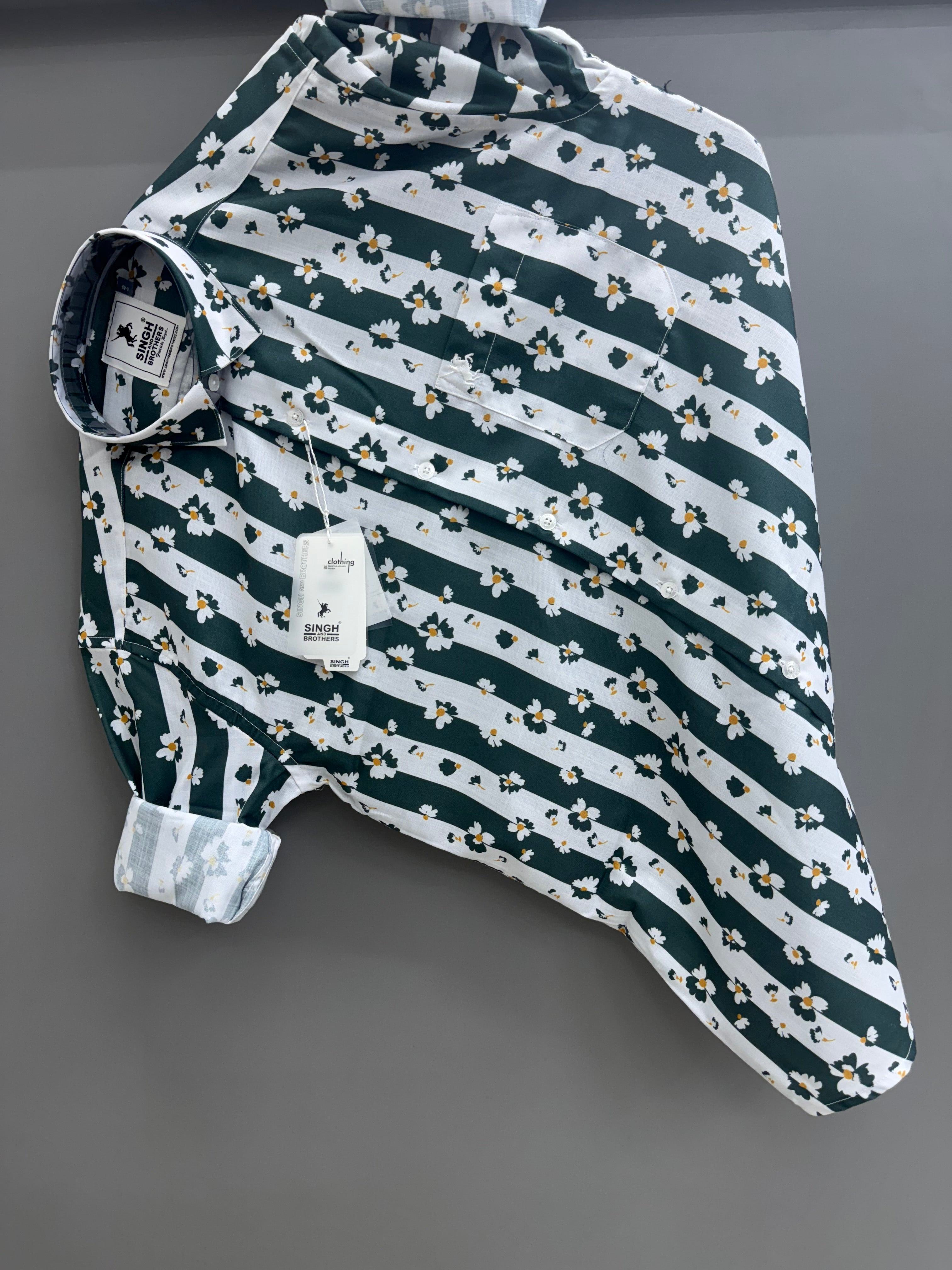 printed shirt green strip