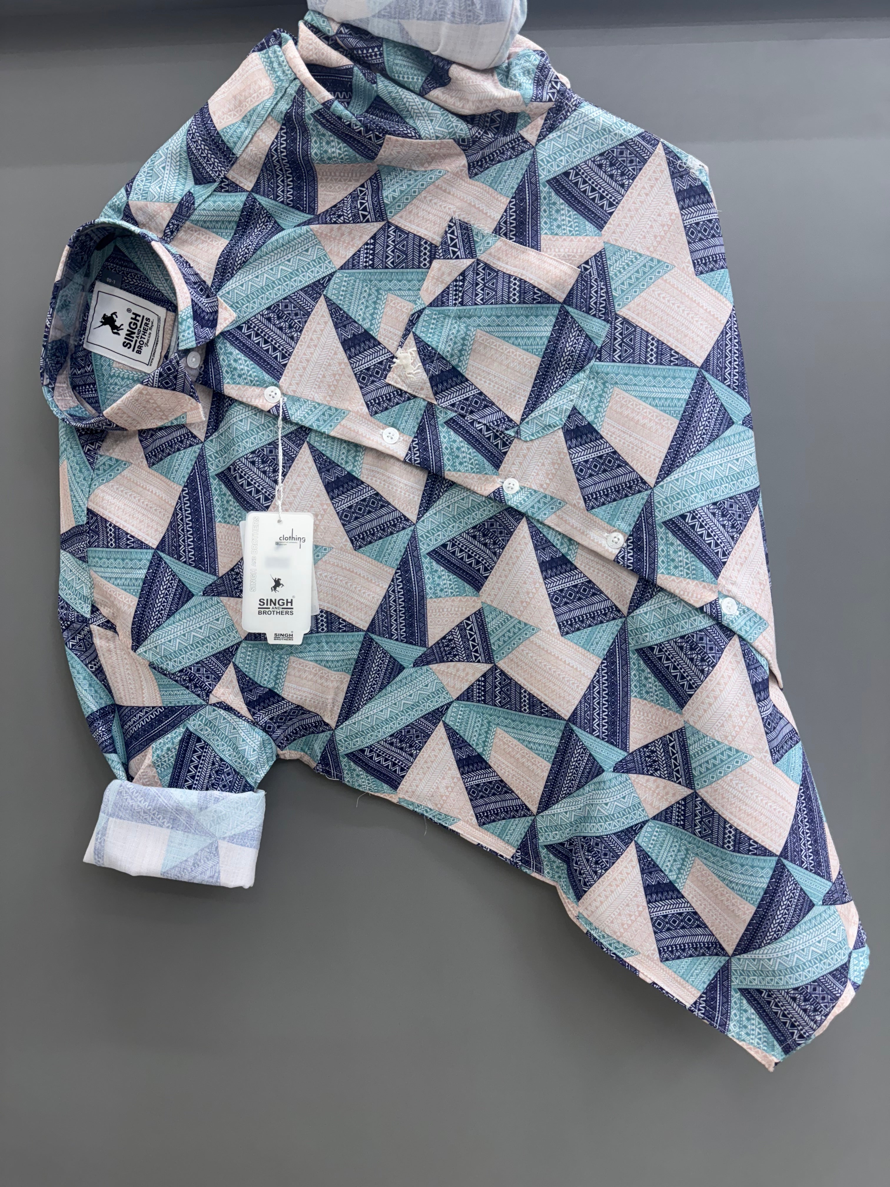 printed shirt blue triangle