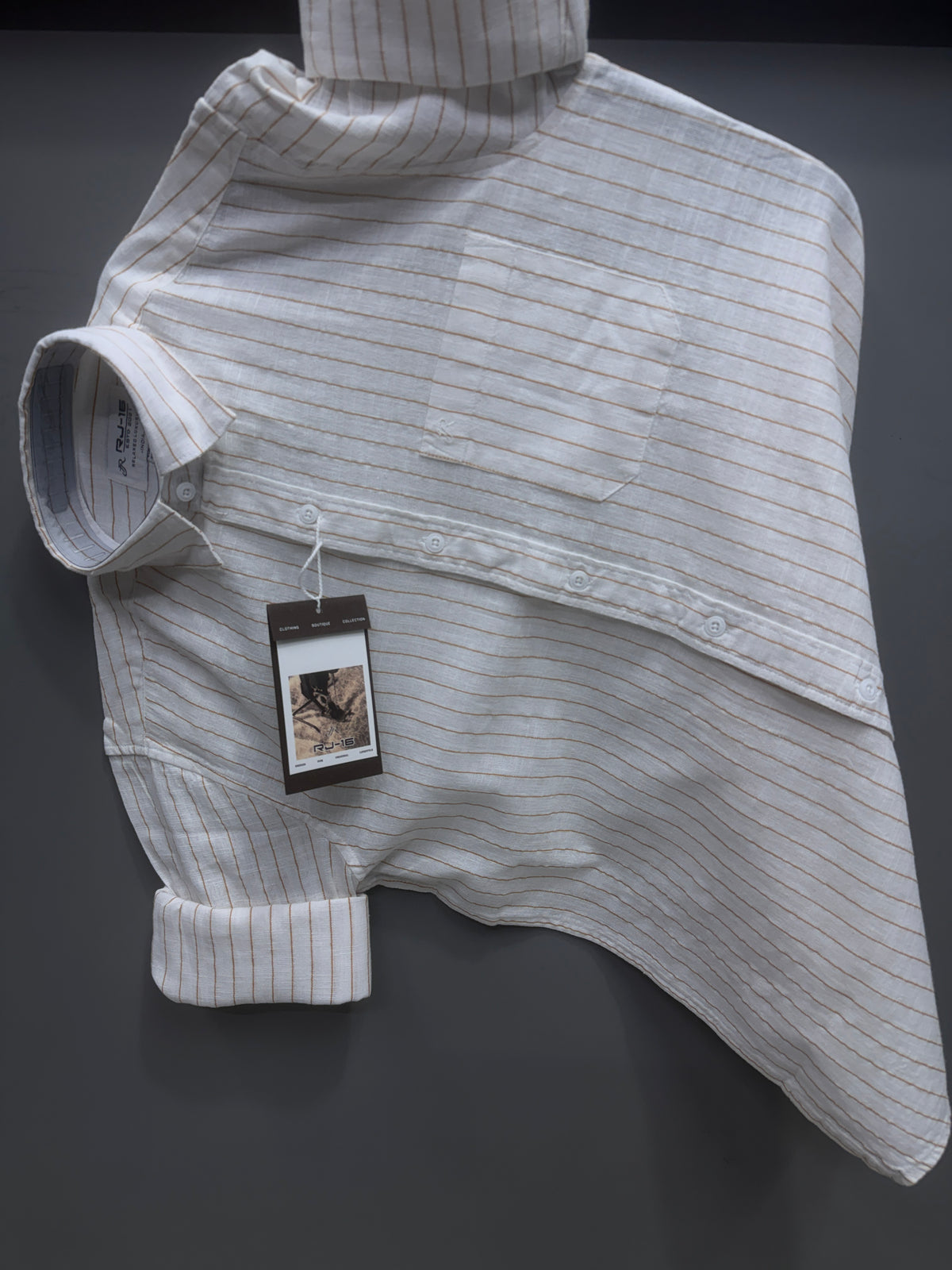 Linen strip shirt - brown