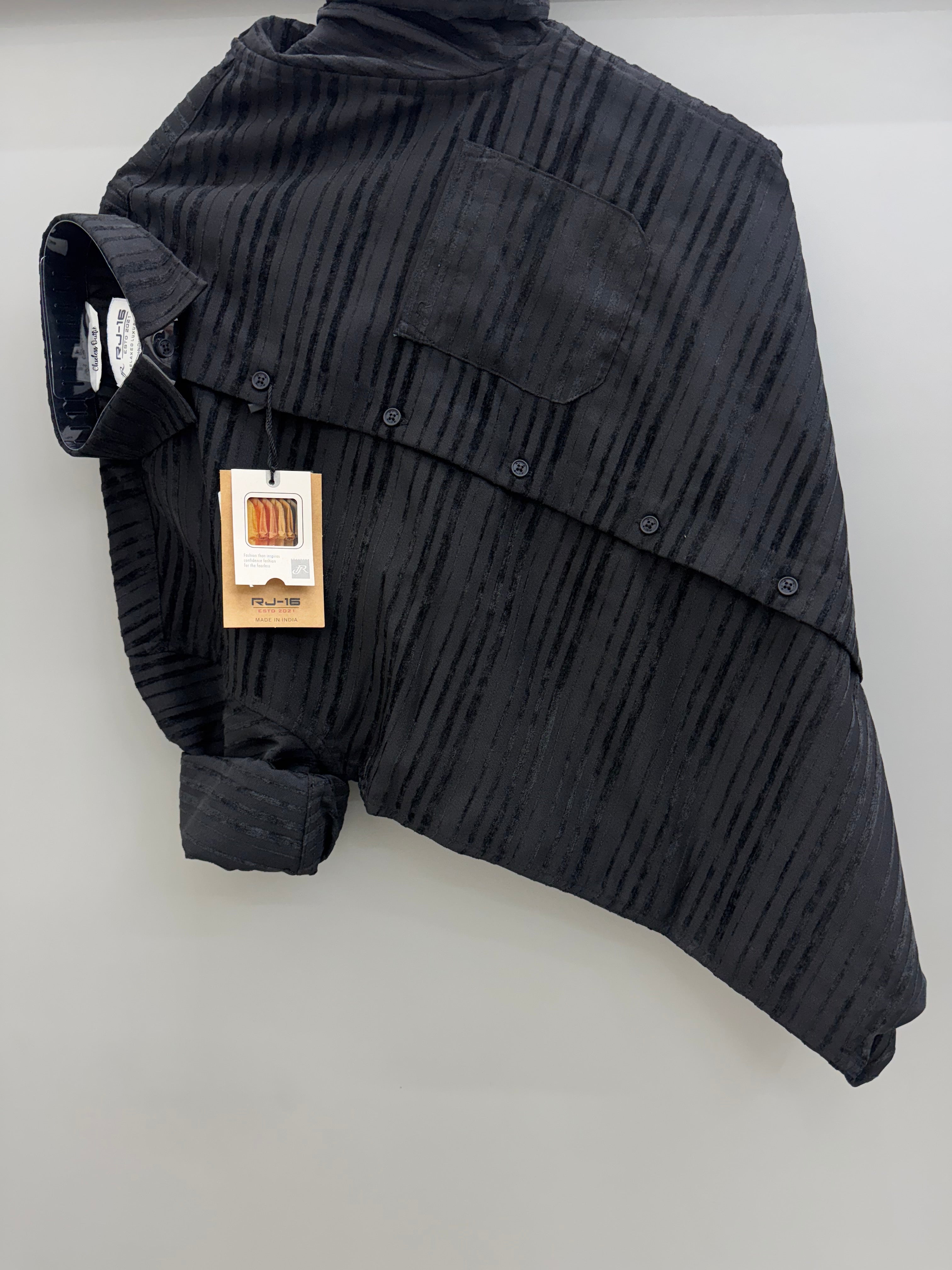 Imported jacquard black shirt