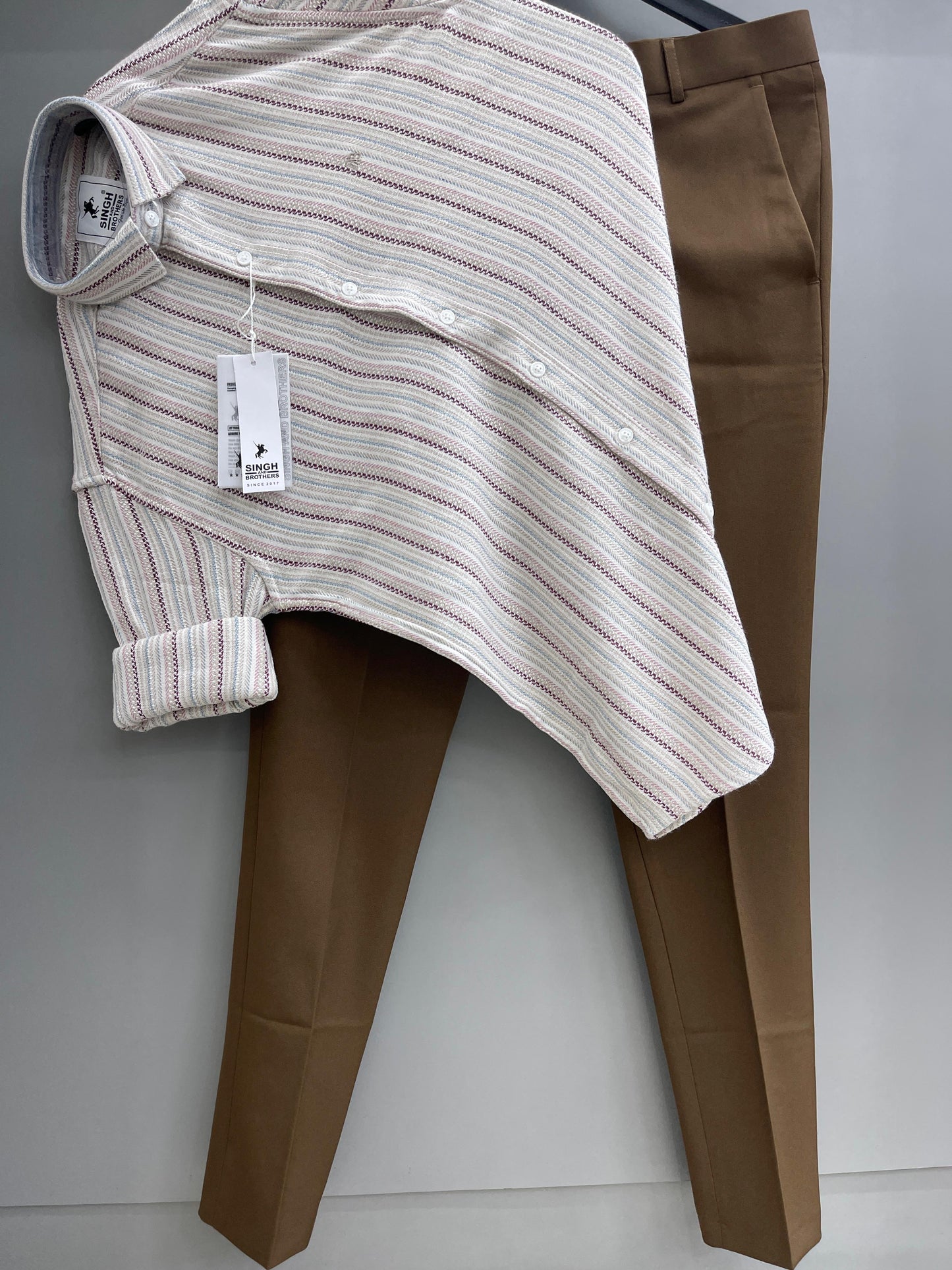 Dobby Strips Shirt With Trouser (Combo)