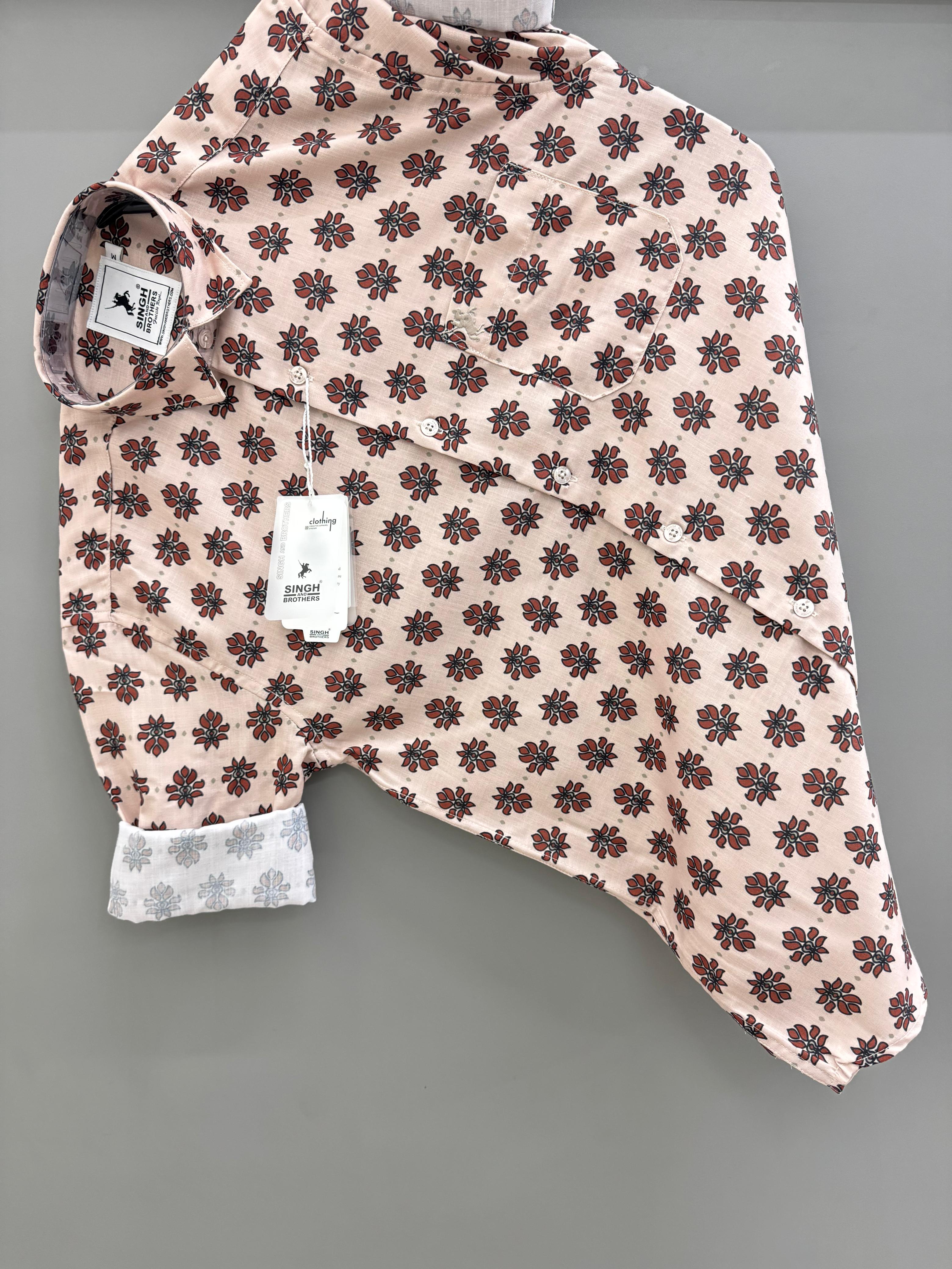 Cream Flower Printed