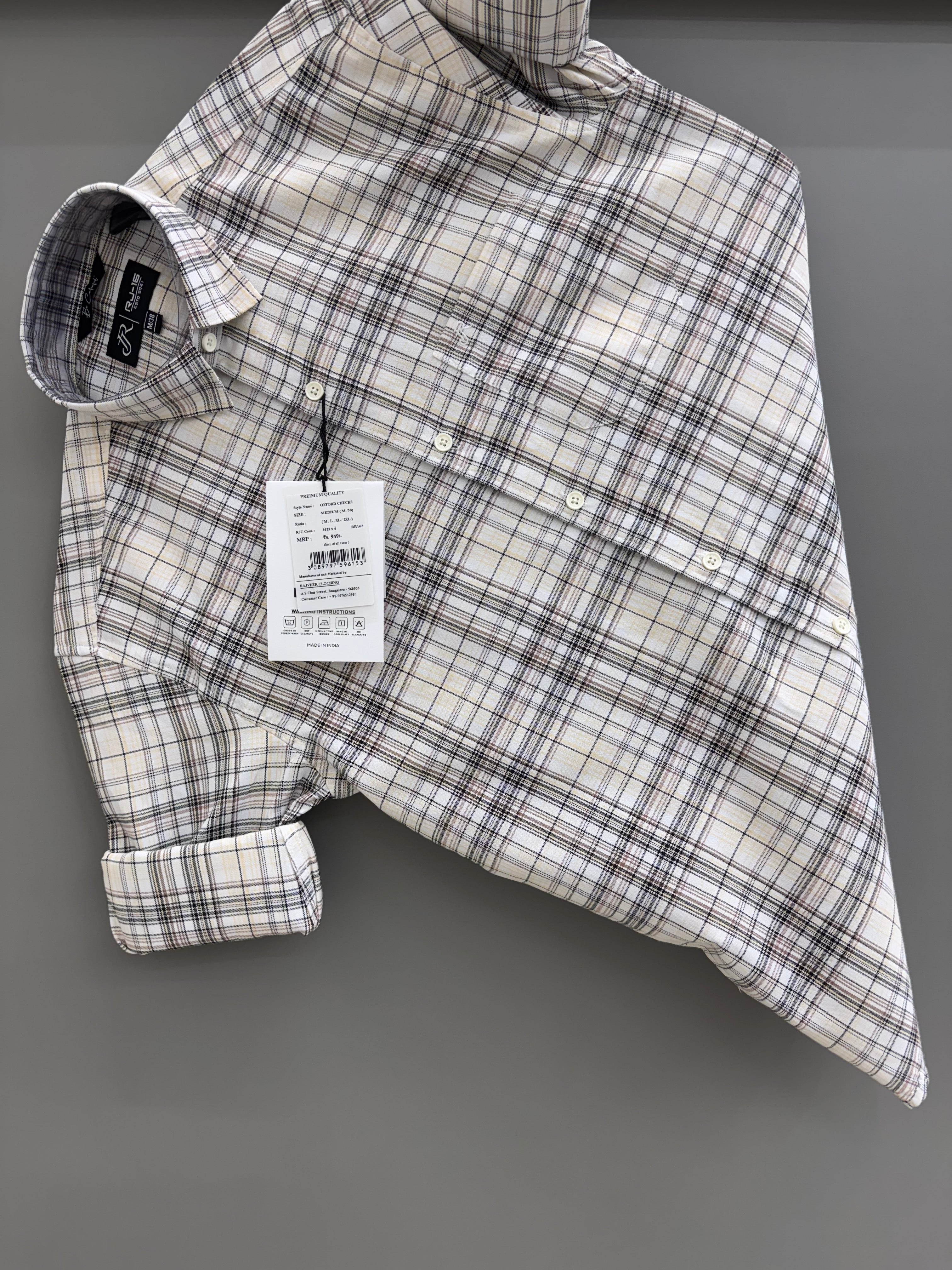 Cream check shirt