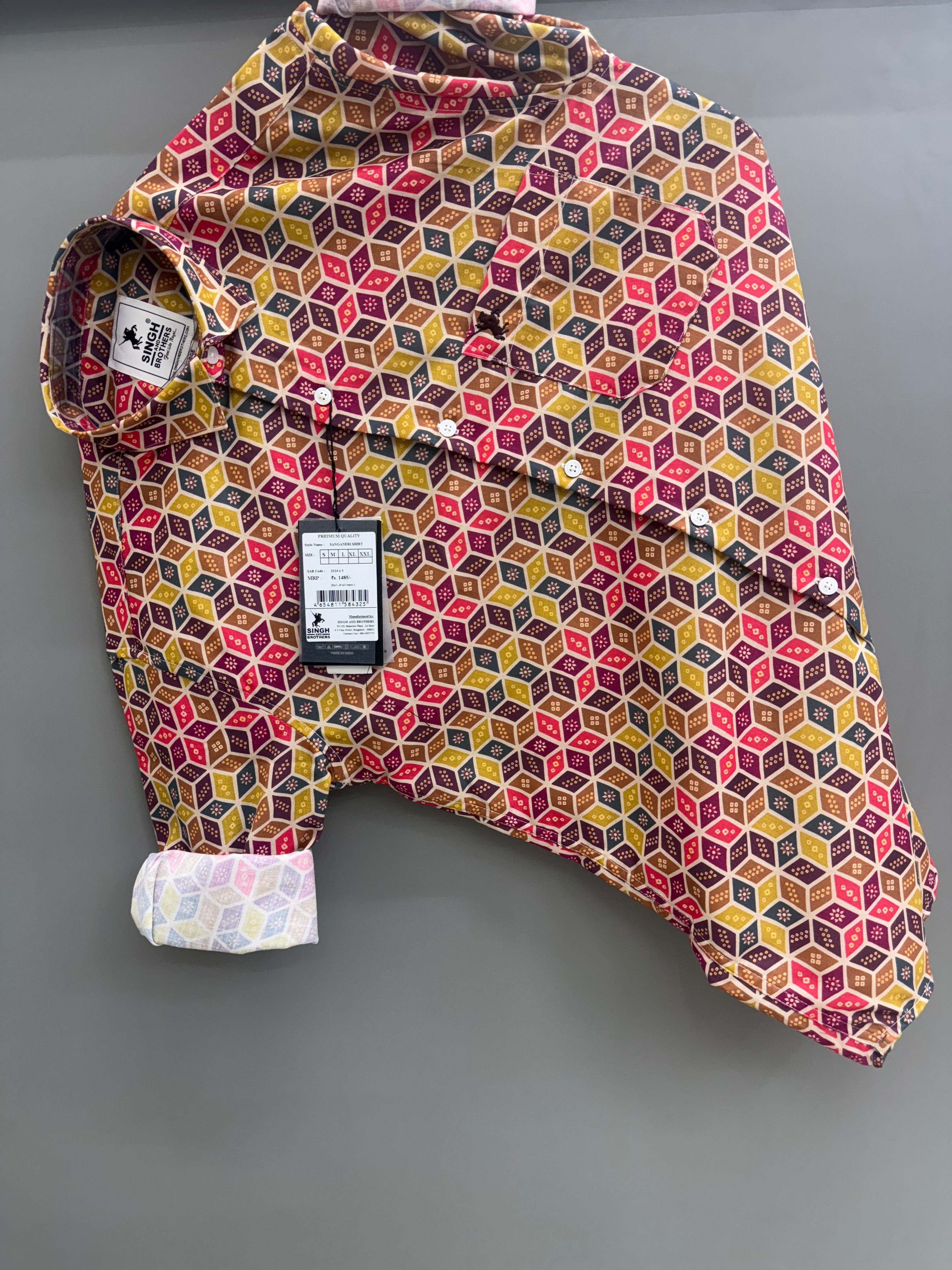 printed shirt mix bandhni