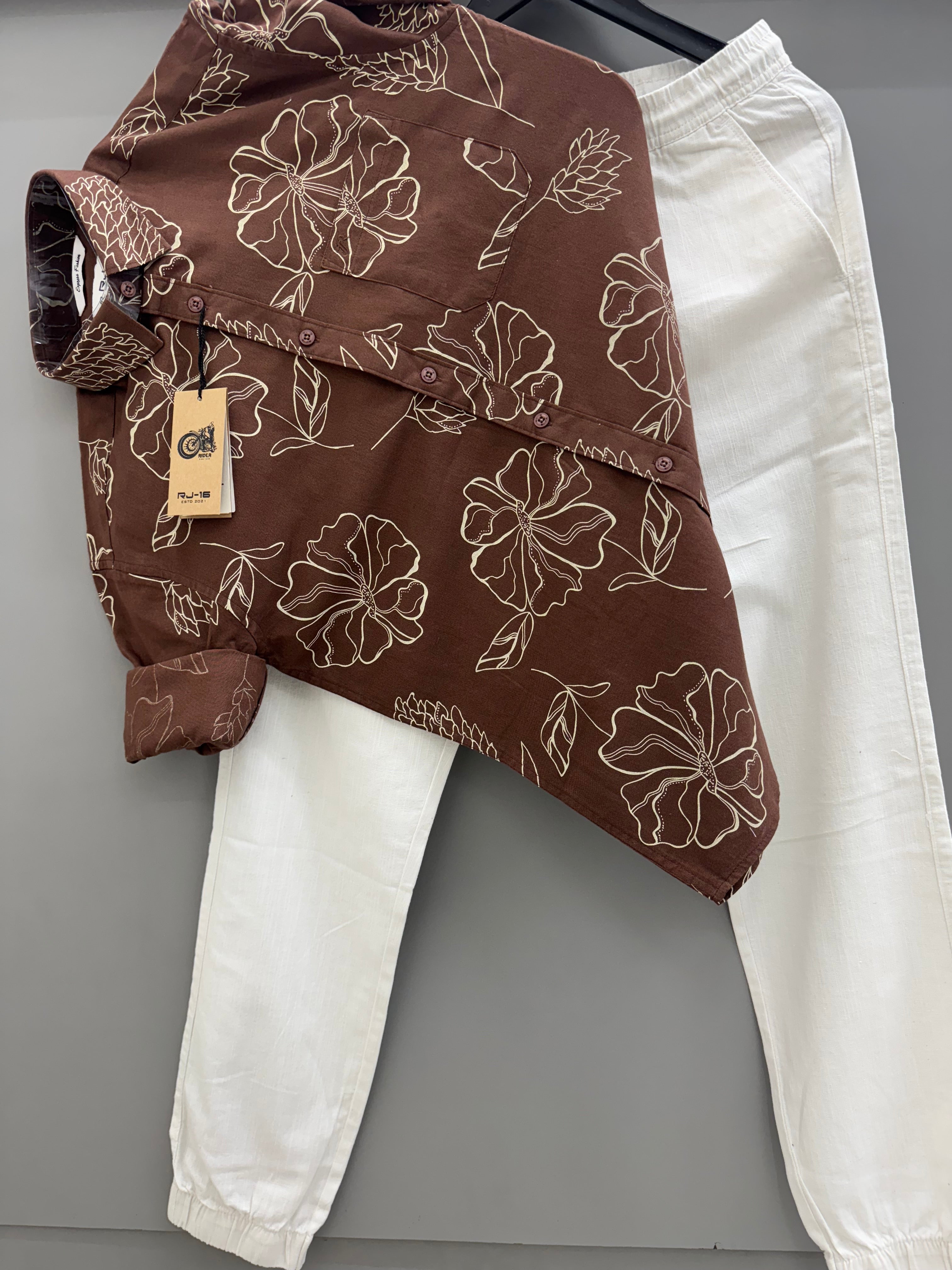 Linen printed shirt with linen pant