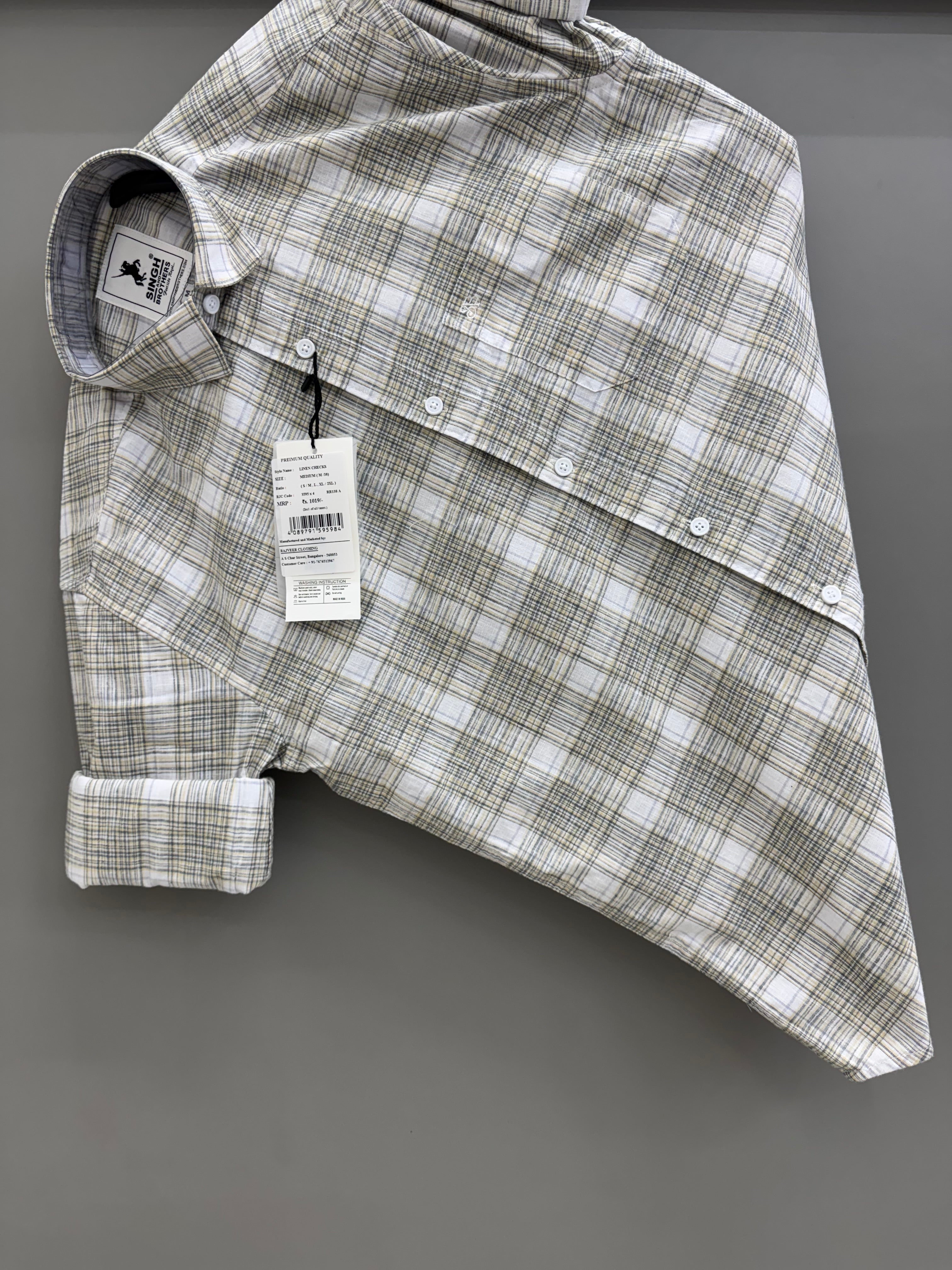 Yellow green check shirt