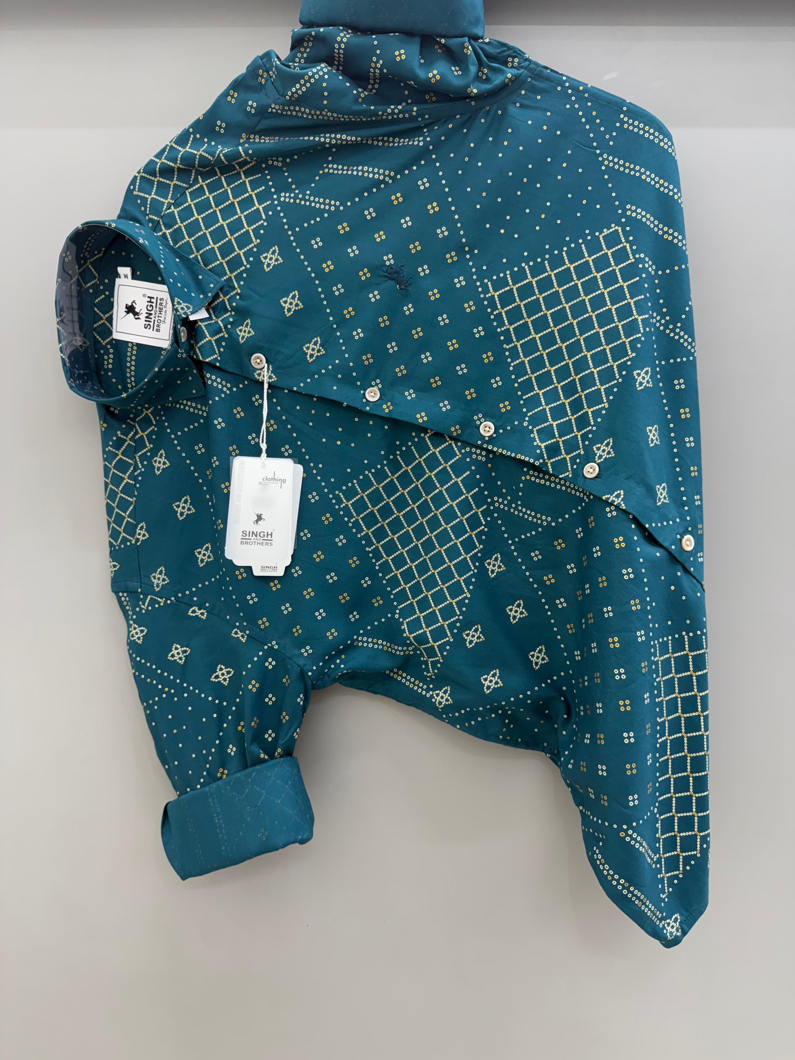 Rayon Deep Green Printed