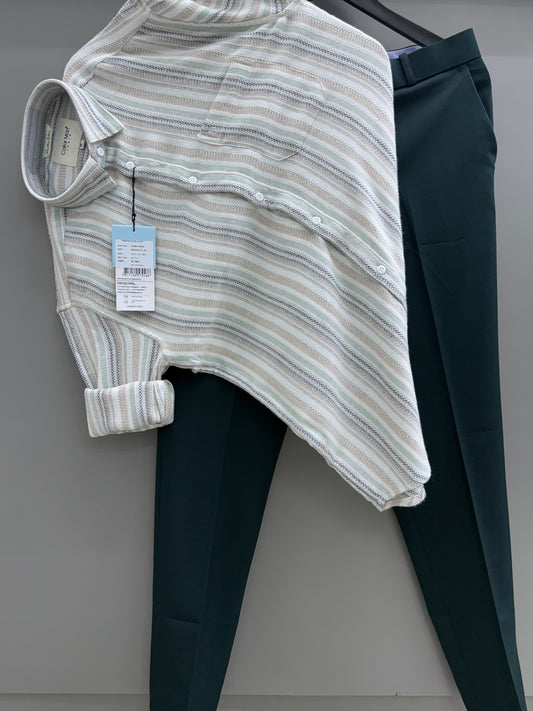 Dobby Strip Shirt With Trouser Pant