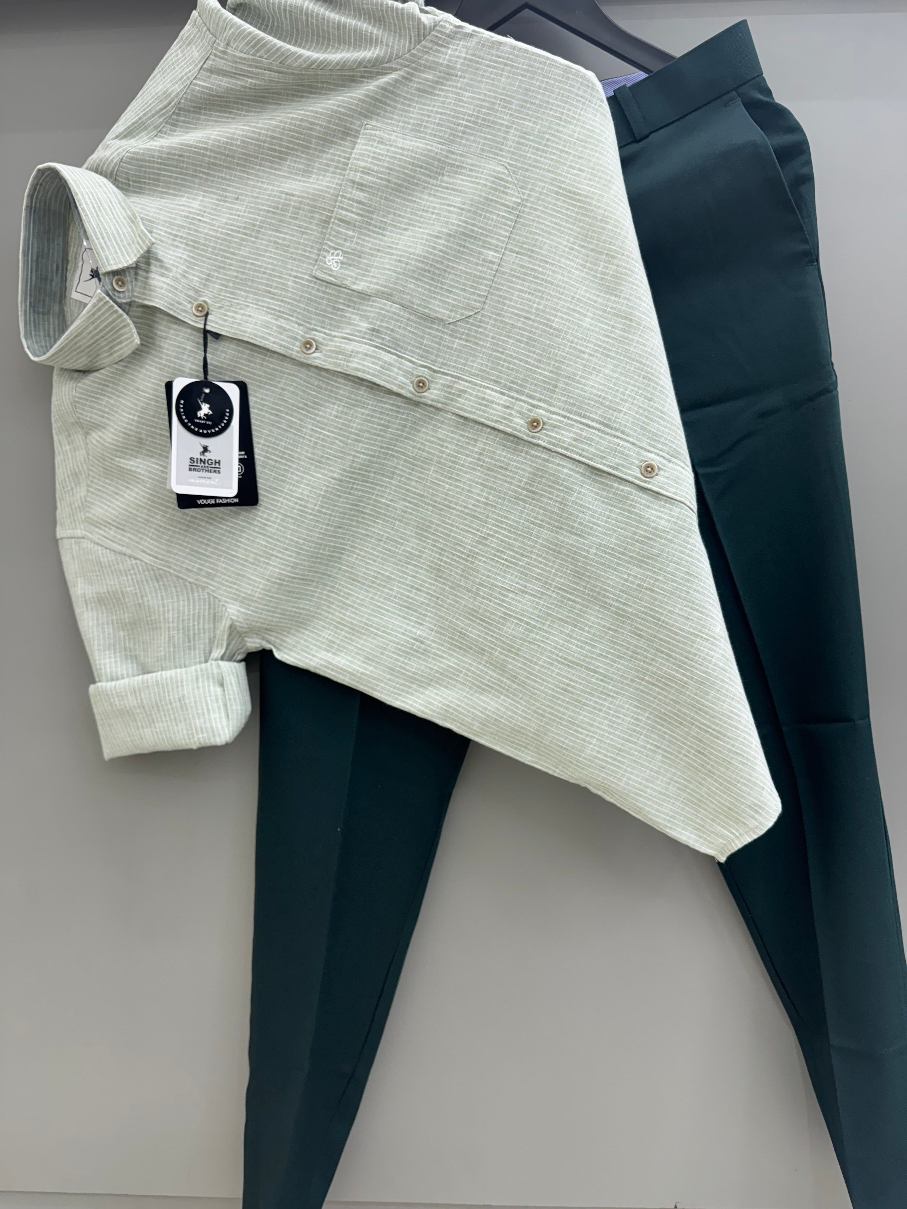 LINEN Strip Shirt With formal pant