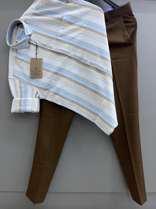 Dobby Strips Shirt With Trouser (Combo)