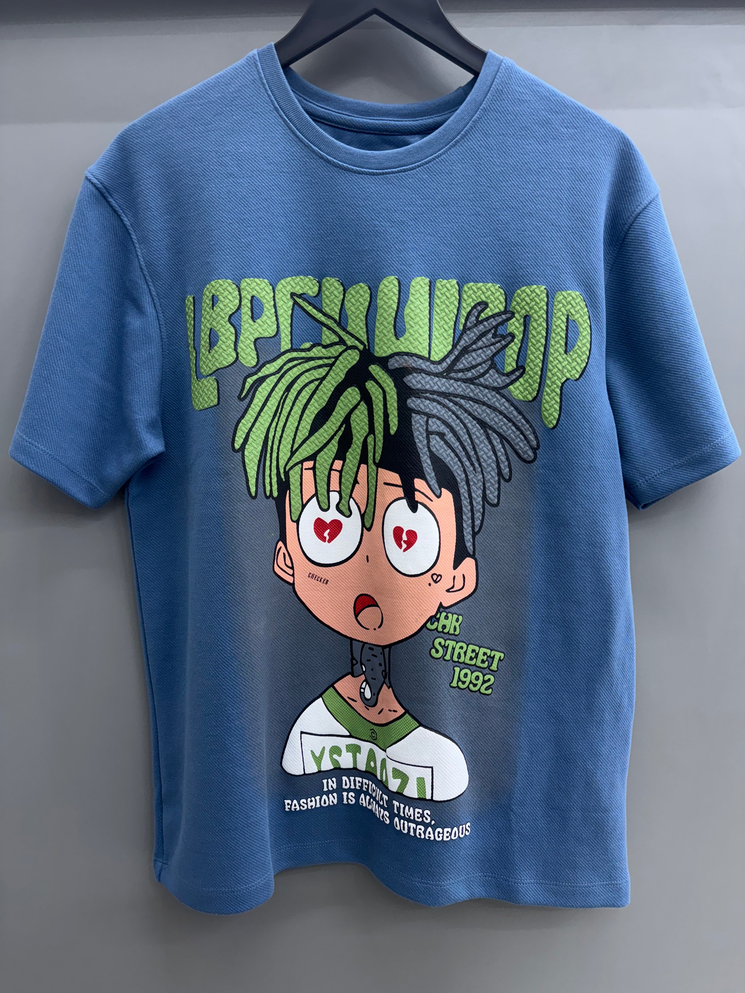 Back print blue T-shirts