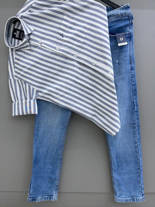 Strips Shirt With Jeans