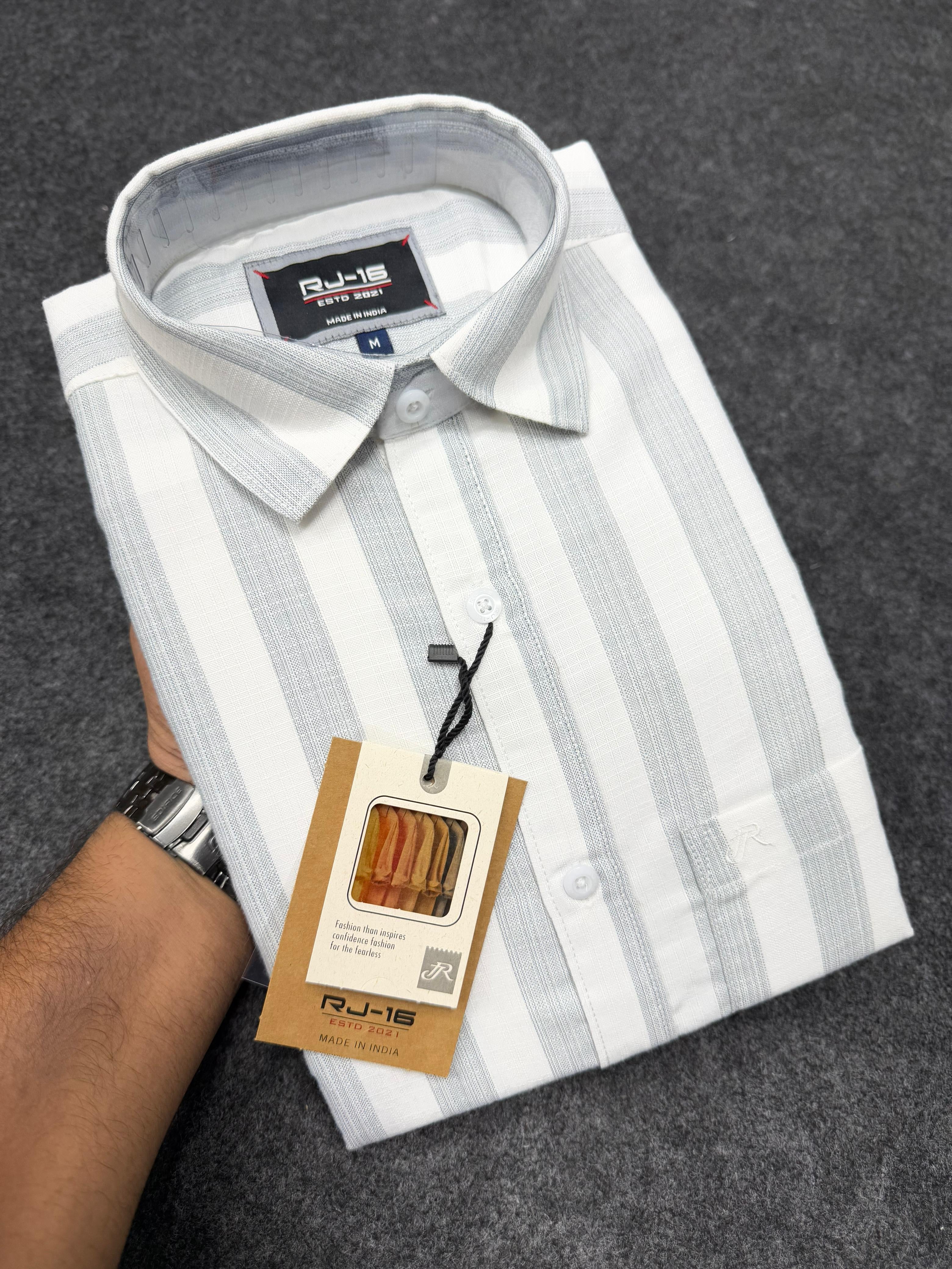 Light gray with white broad strip Shirt