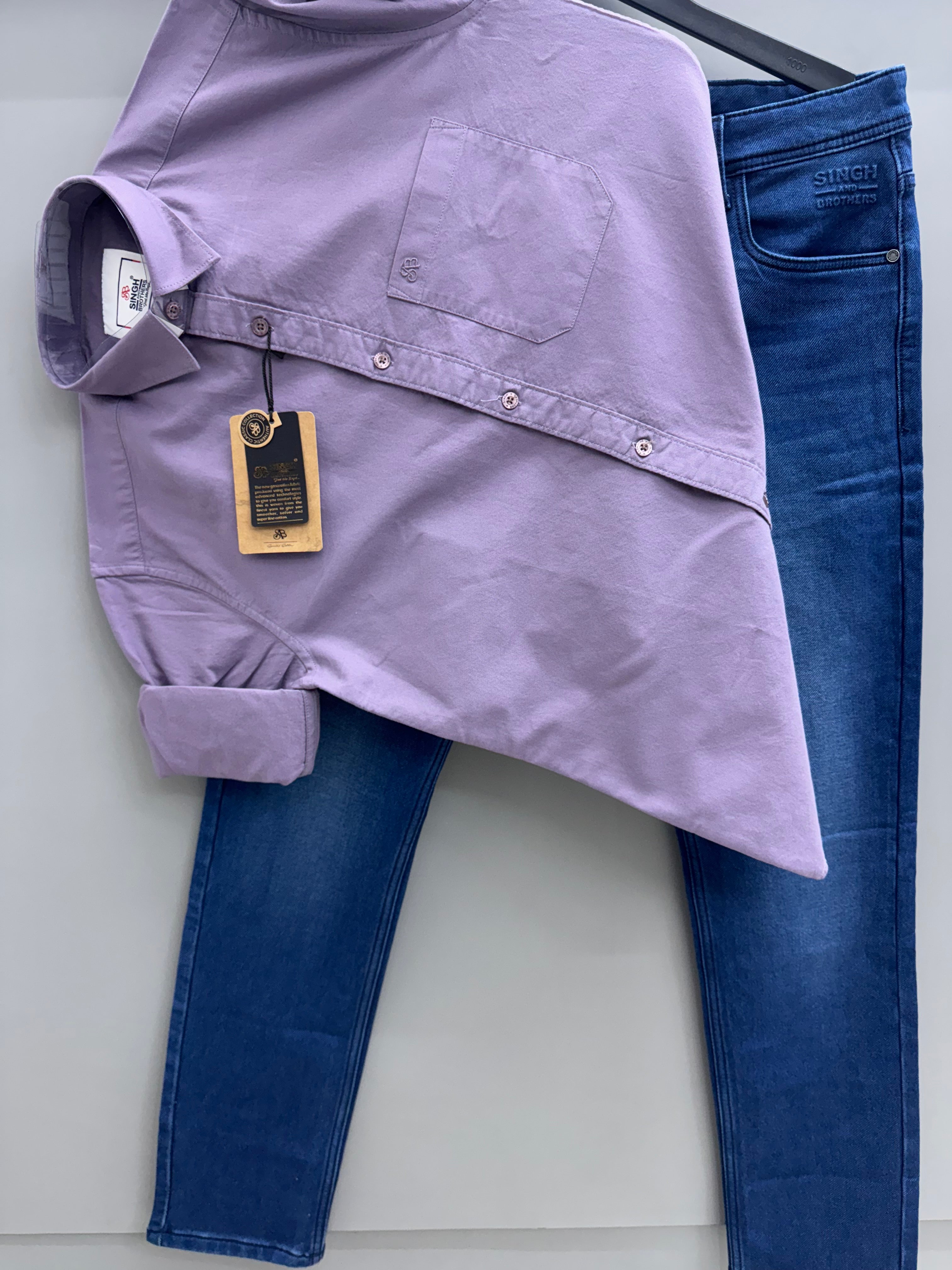 Heavy Cotton Oxford Shirt With denim jeans