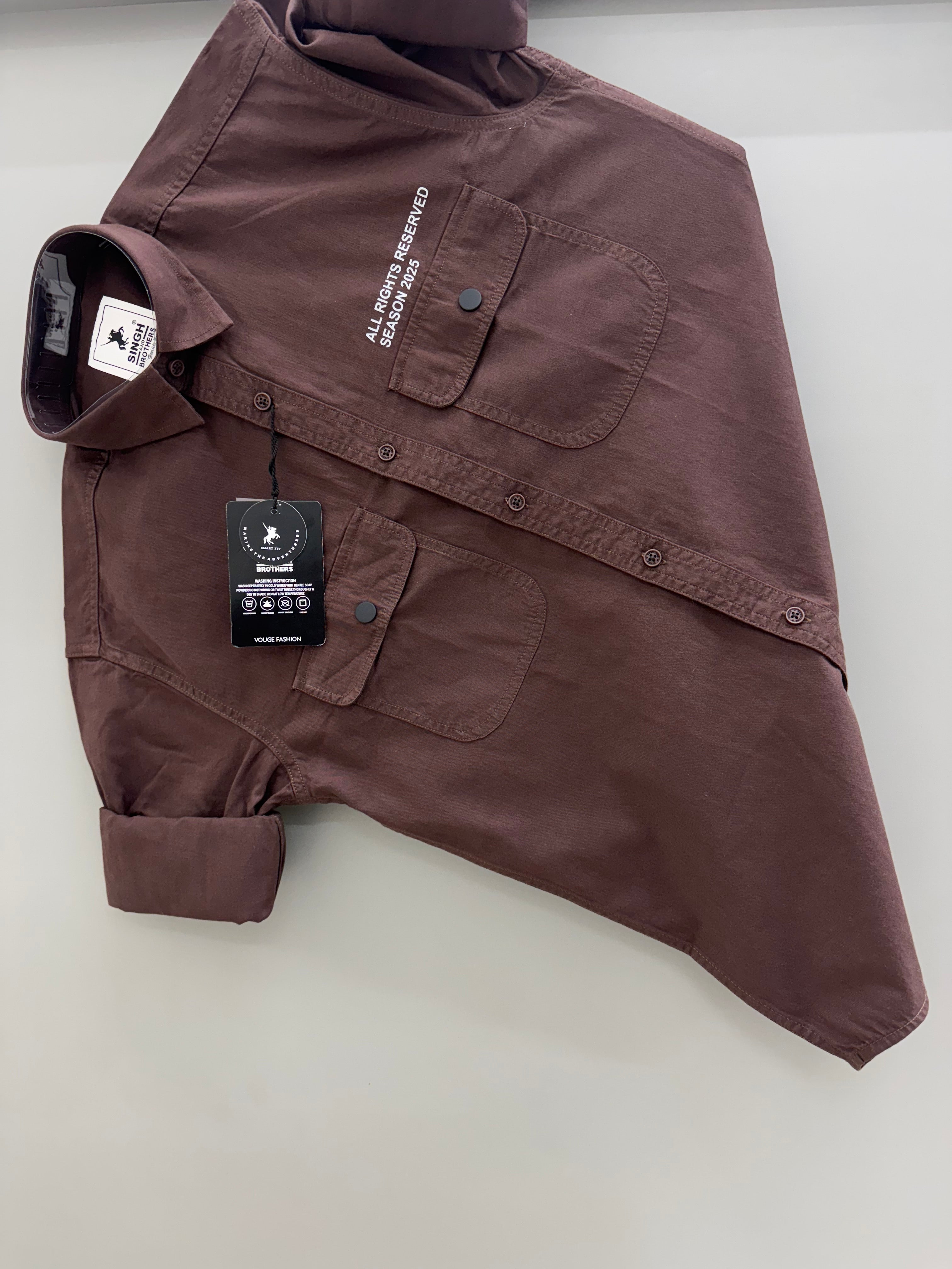 Double pocket coffee brownshirt