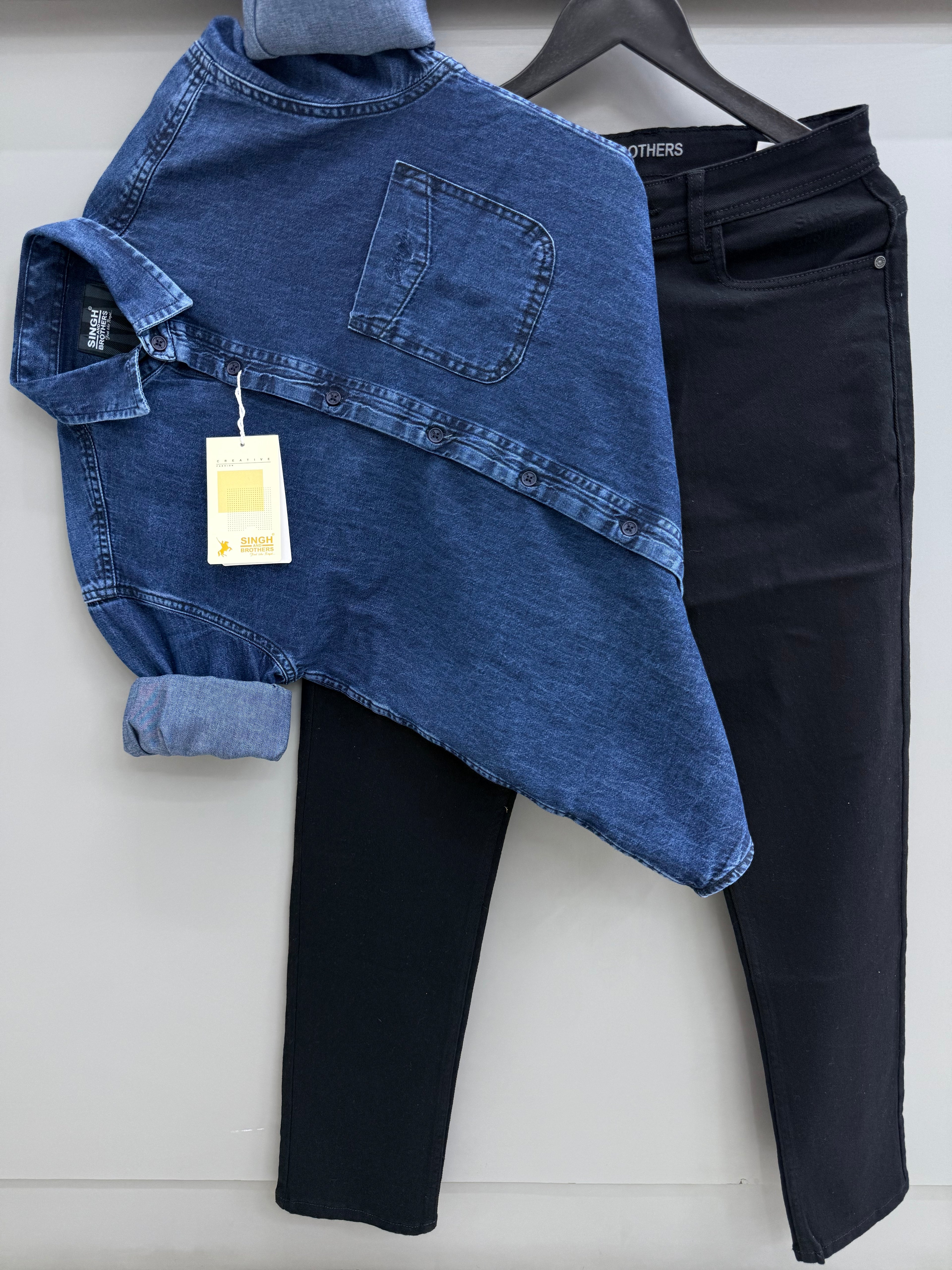 Denim shirt with jeans Pant
