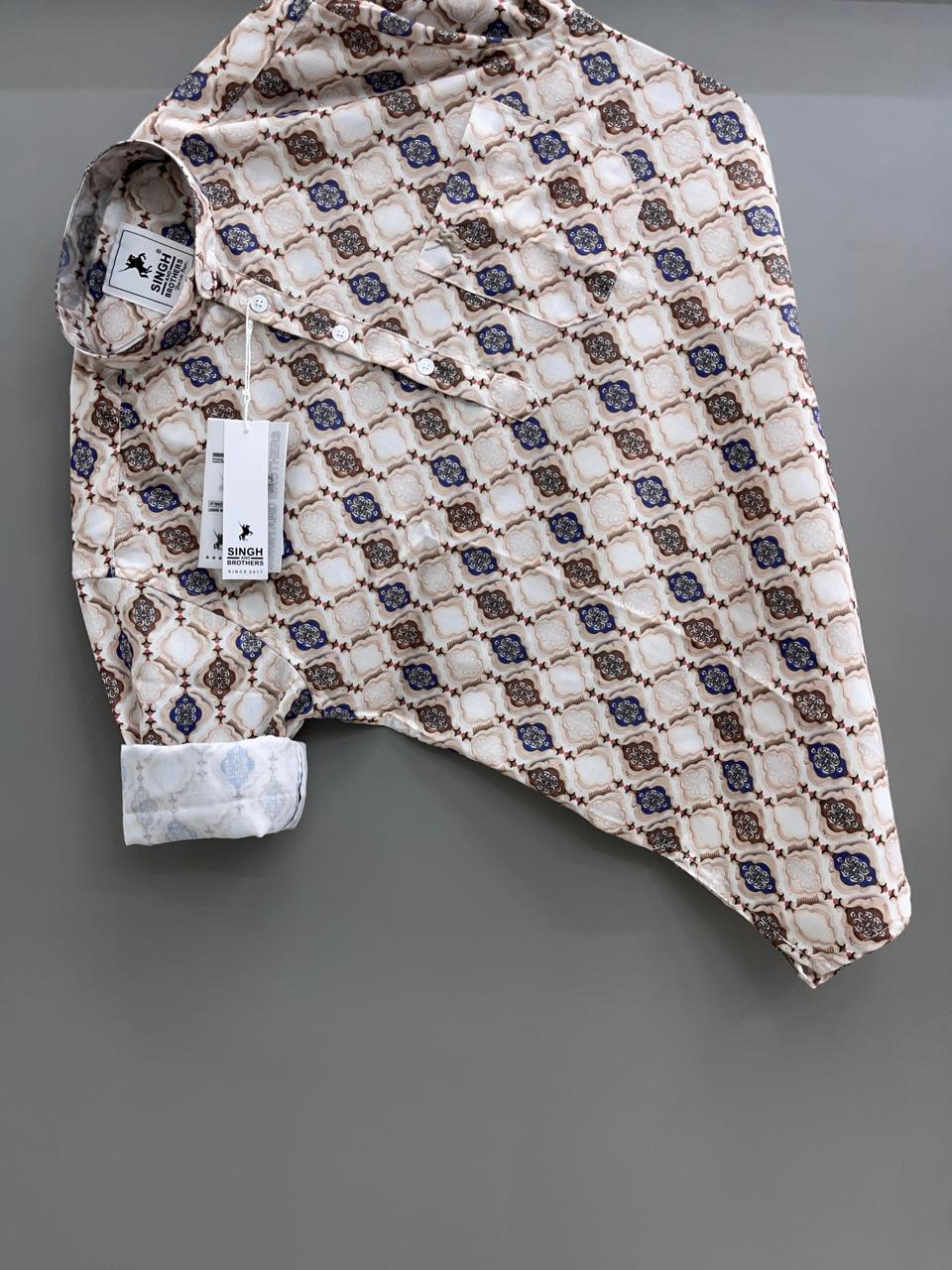 Cream Printed Short Kurta