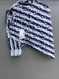 Blue Flower Printed Short Kurta
