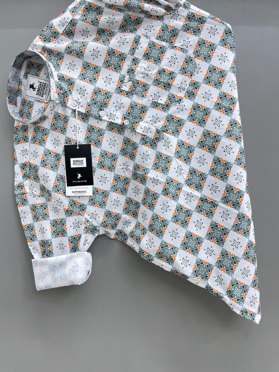 White Printed Short Kurta