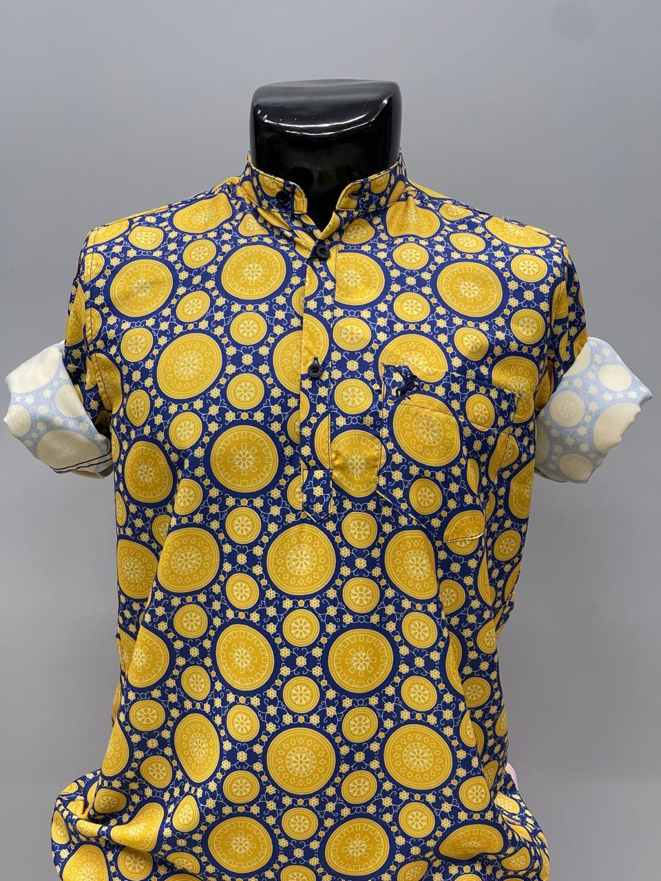 Yellow Printed Short Kurta