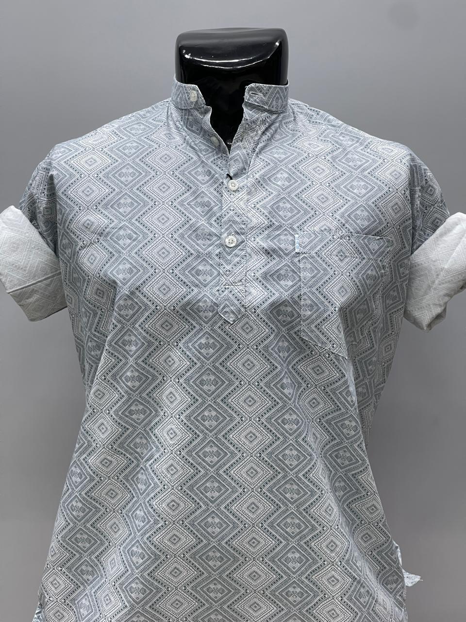 Grey Printed Short Kurta