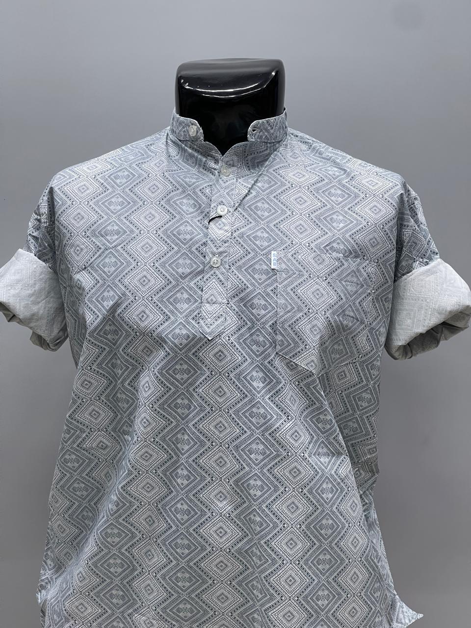 Grey Printed Short Kurta